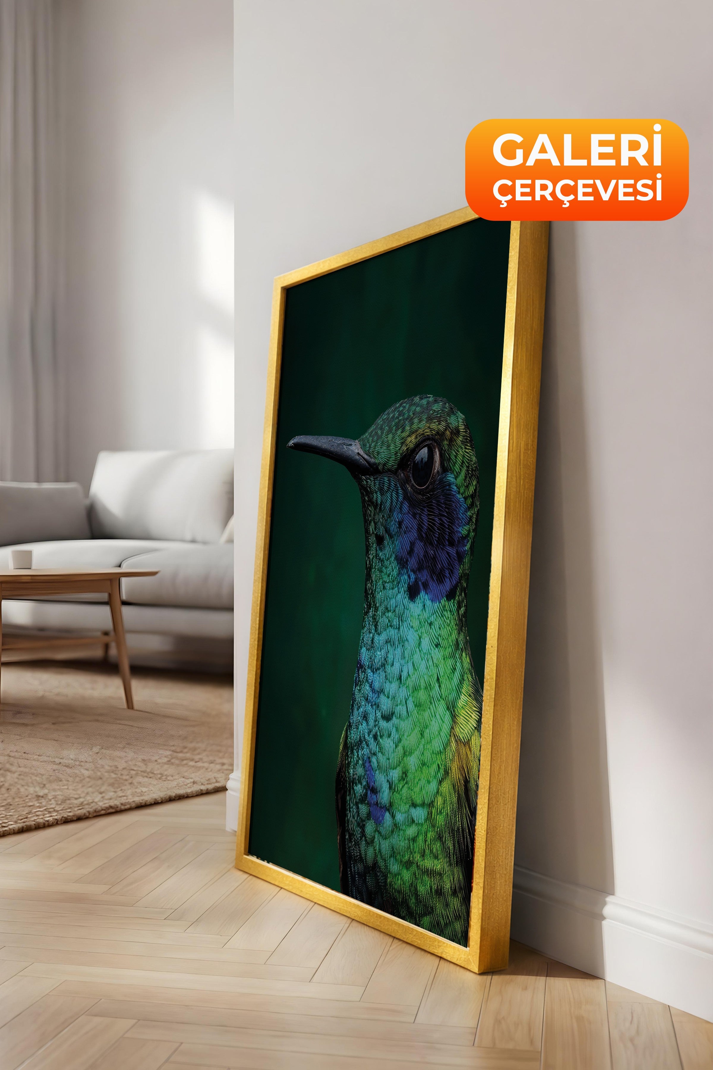 Duvar Tablosu, Lüks Gold Çerçeveli Kanvas Tablo, Ritüel Serisi, Kuş Tablo, NO:115245