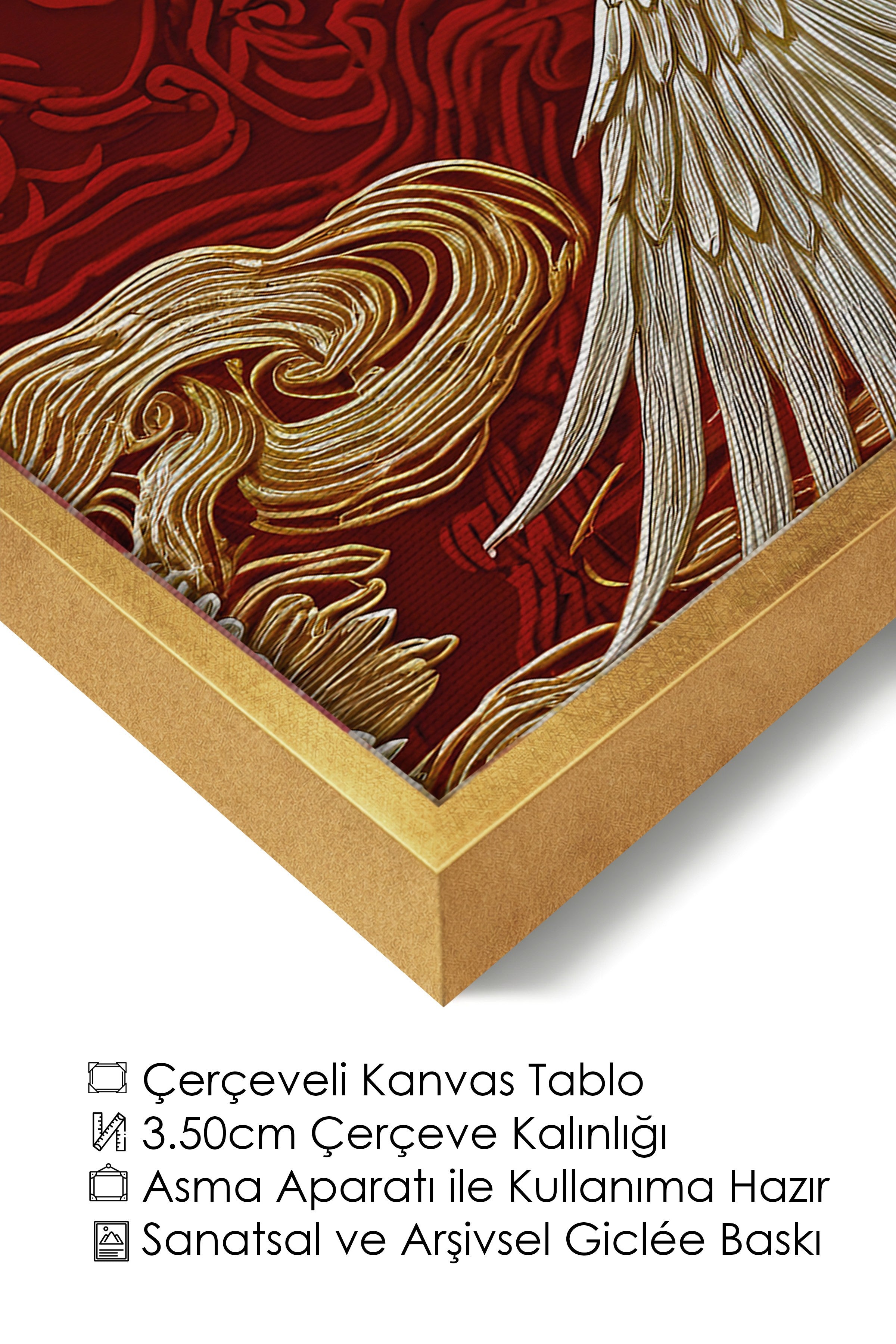 Duvar Tablosu, Lüks Gold Çerçeveli Kanvas Tablo, Ritüel Serisi, Kuş Tablo, NO:115248