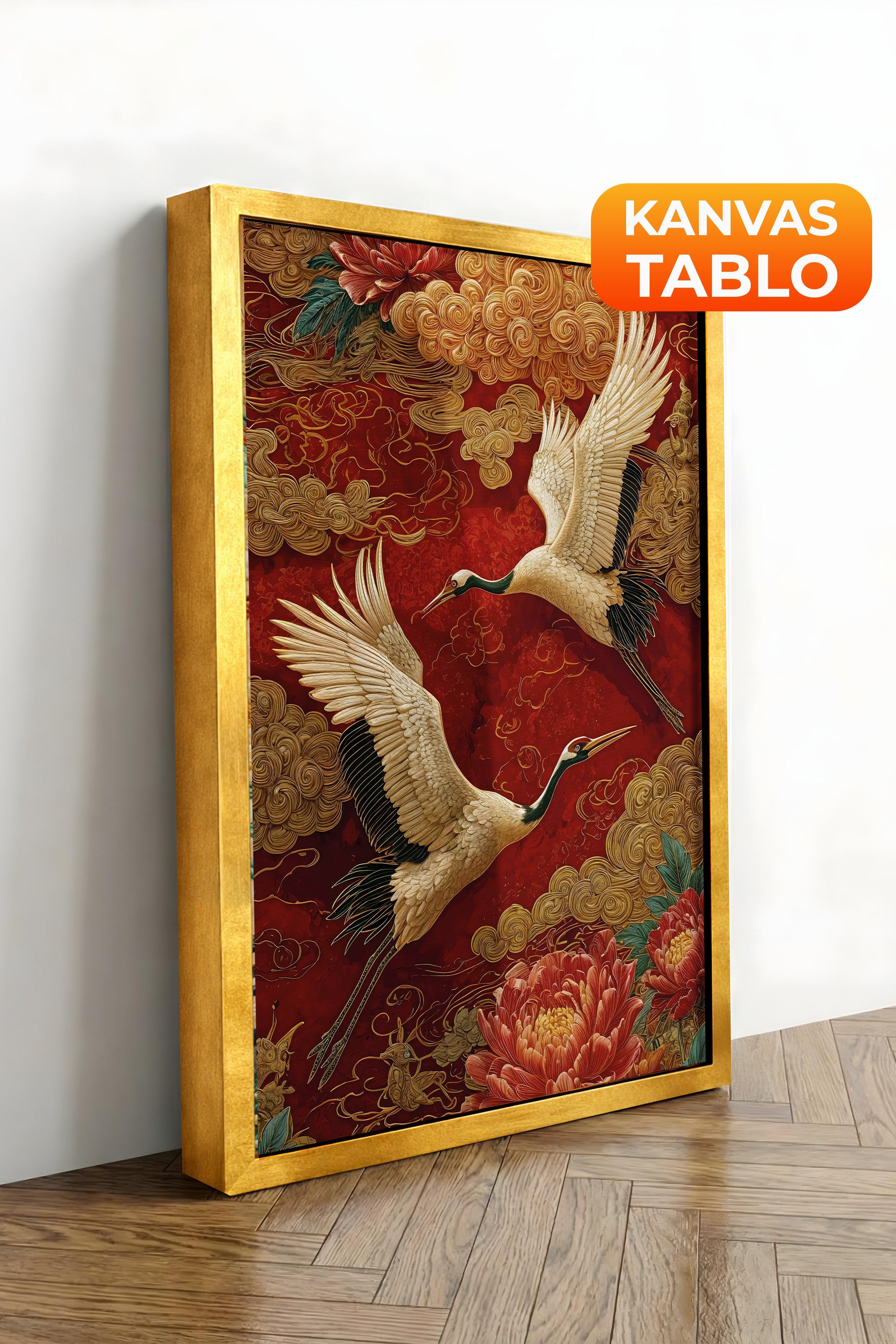 Duvar Tablosu, Lüks Gold Çerçeveli Kanvas Tablo, Ritüel Serisi, Leopar Tablo, NO:115252