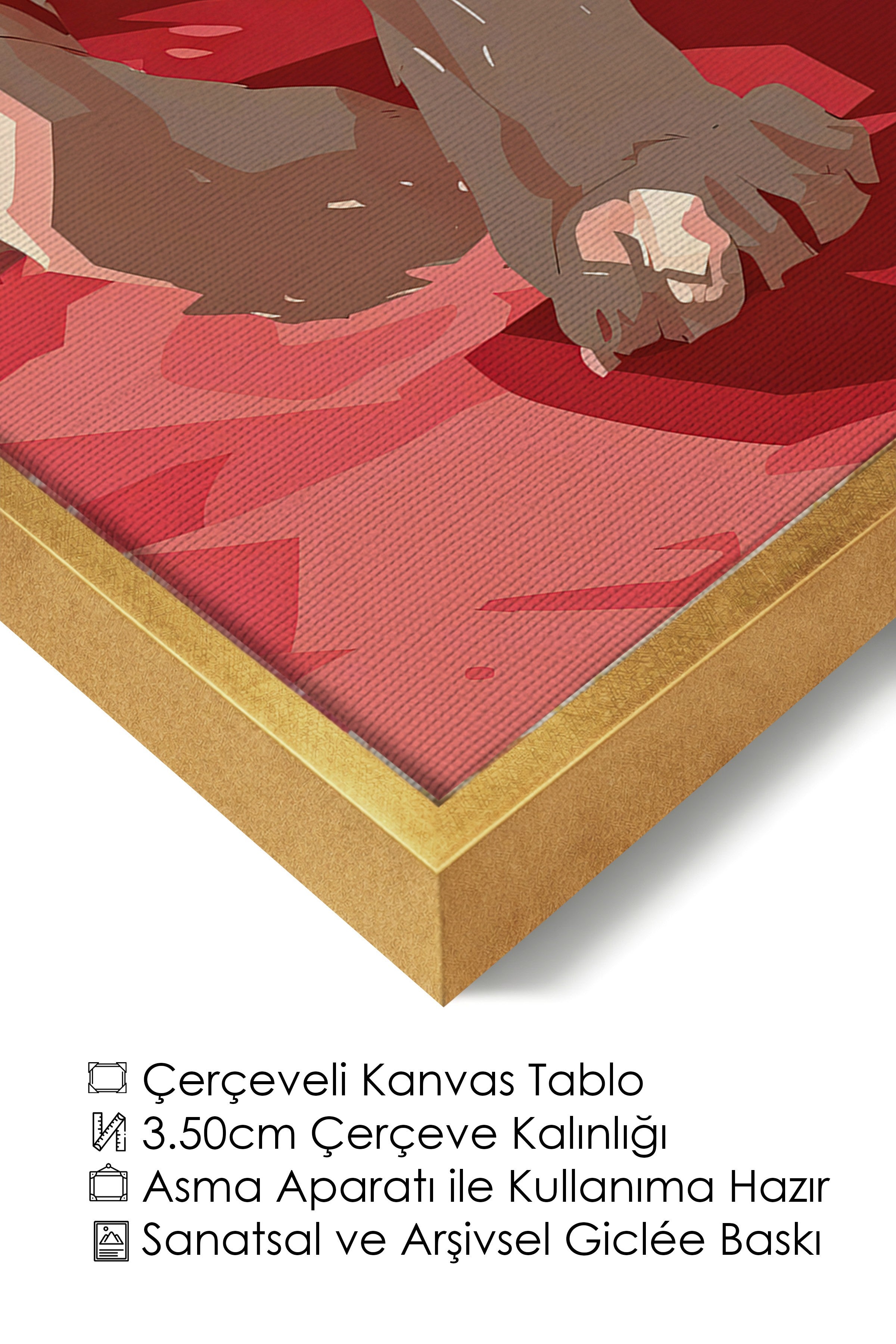 Duvar Tablosu, Lüks Gold Çerçeveli Kanvas Tablo, Ritüel Serisi, Leopar Tablo, NO:115262