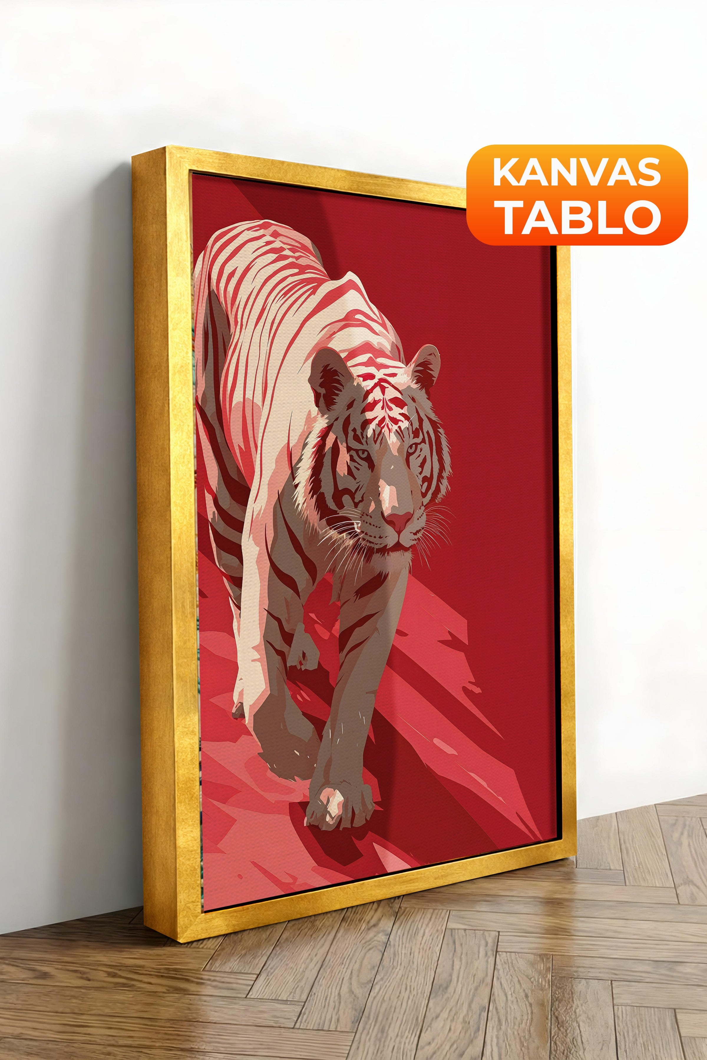 Duvar Tablosu, Lüks Gold Çerçeveli Kanvas Tablo, Ritüel Serisi, Leopar Tablo, NO:115262