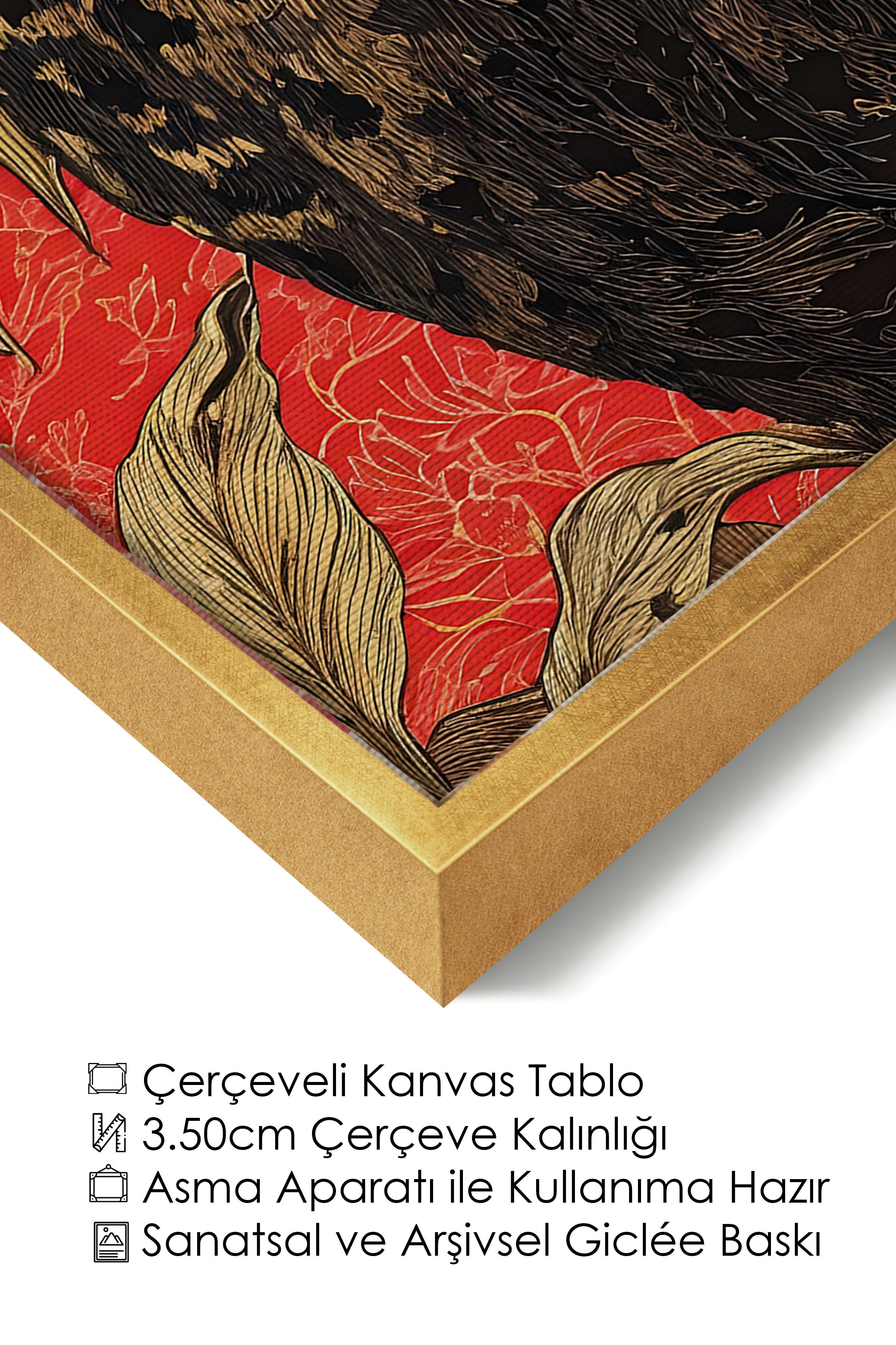 Duvar Tablosu, Lüks Gold Çerçeveli Kanvas Tablo, Ritüel Serisi, Leopar Tablo, NO:115265