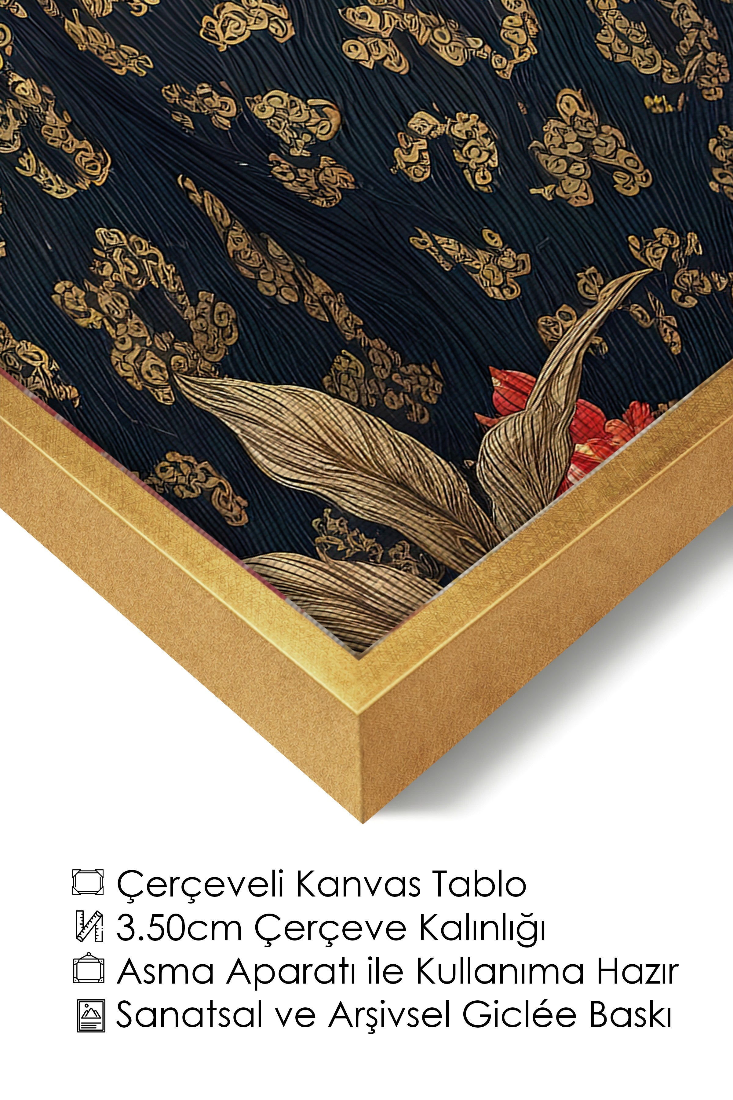 Duvar Tablosu, Lüks Gold Çerçeveli Kanvas Tablo, Ritüel Serisi, Leopar Tablo, NO:115269