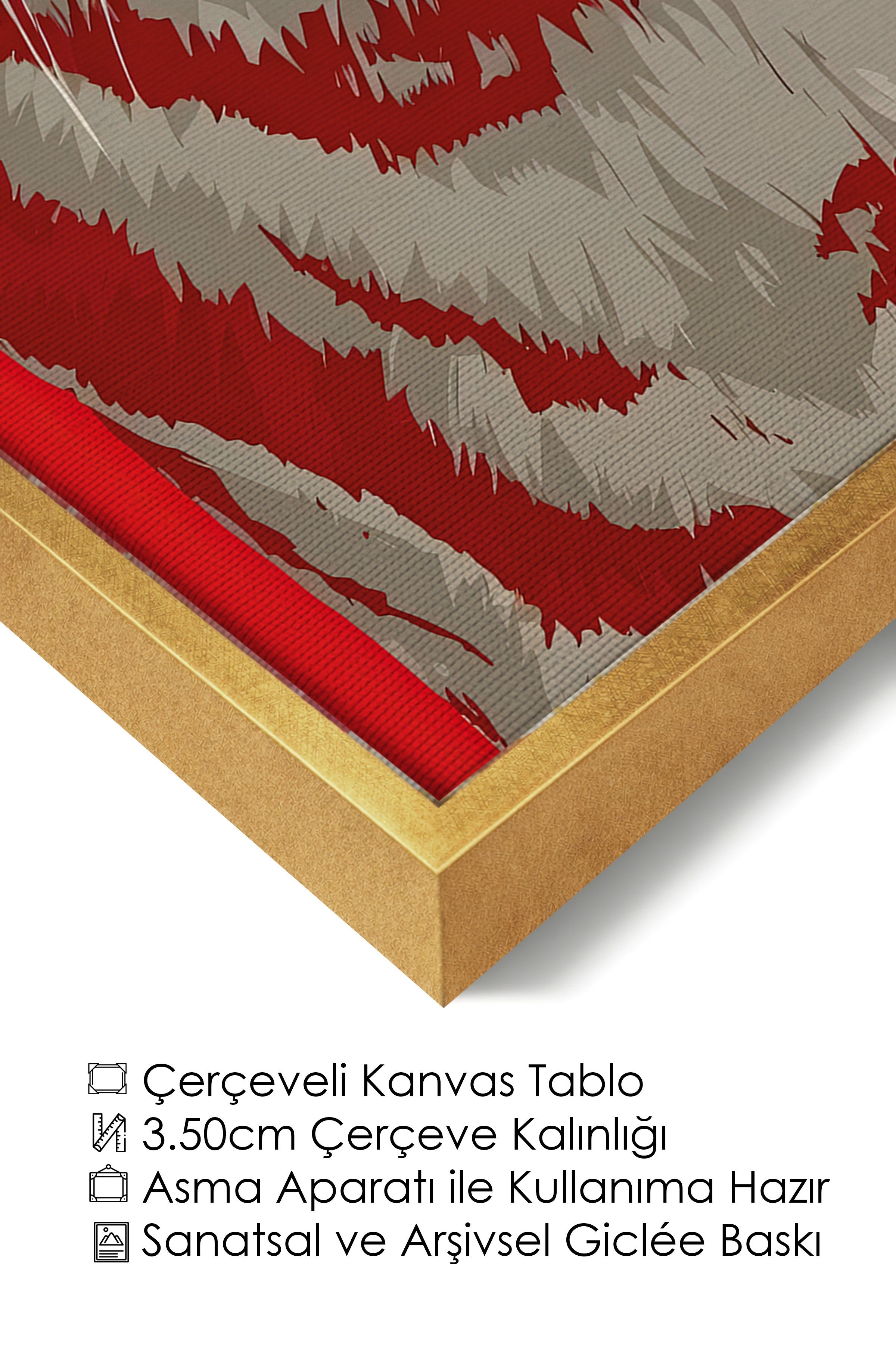 Duvar Tablosu, Lüks Gold Çerçeveli Kanvas Tablo, Ritüel Serisi, Leopar Tablo, NO:115275