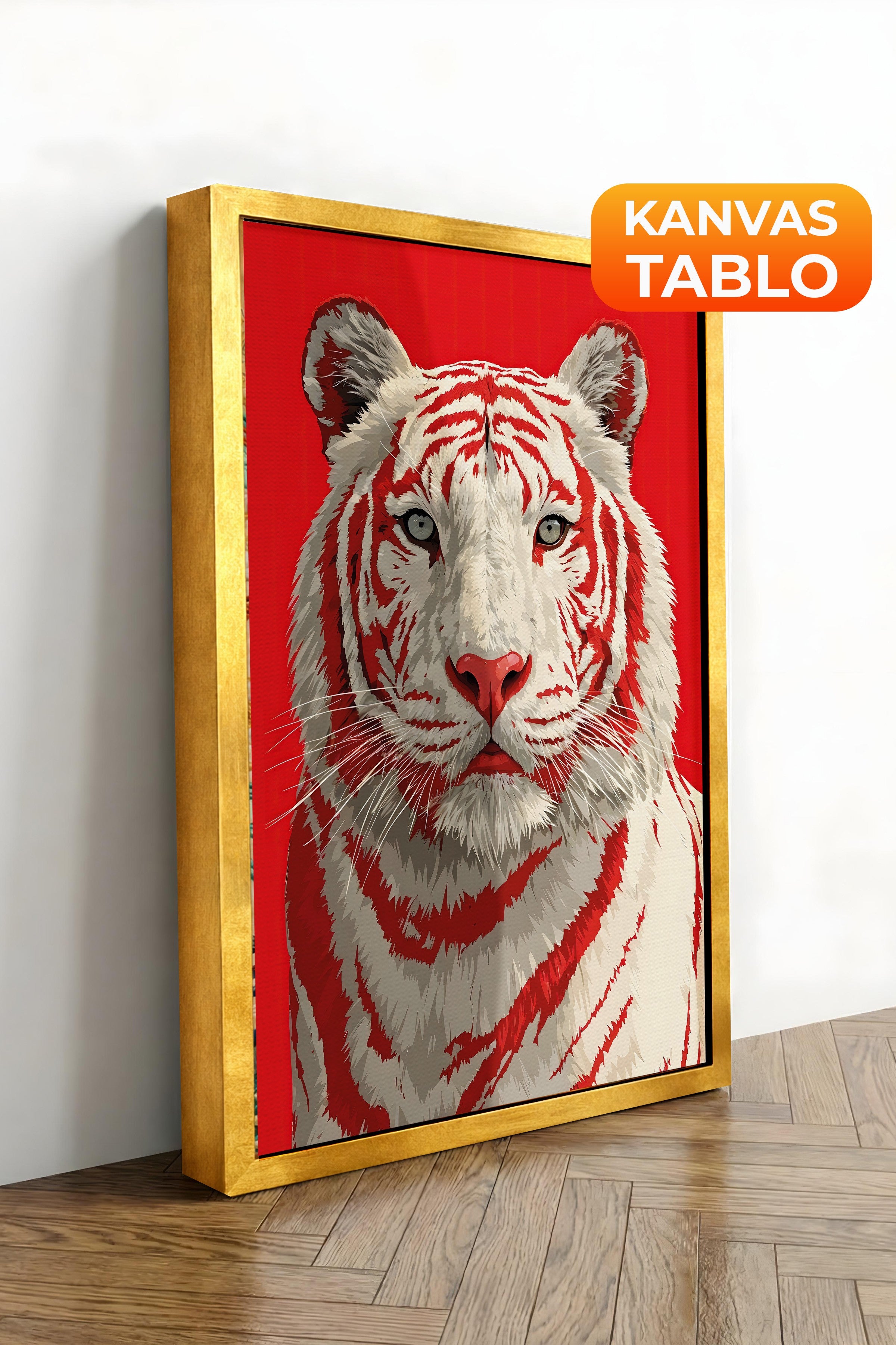 Duvar Tablosu, Lüks Gold Çerçeveli Kanvas Tablo, Ritüel Serisi, Leopar Tablo, NO:115275