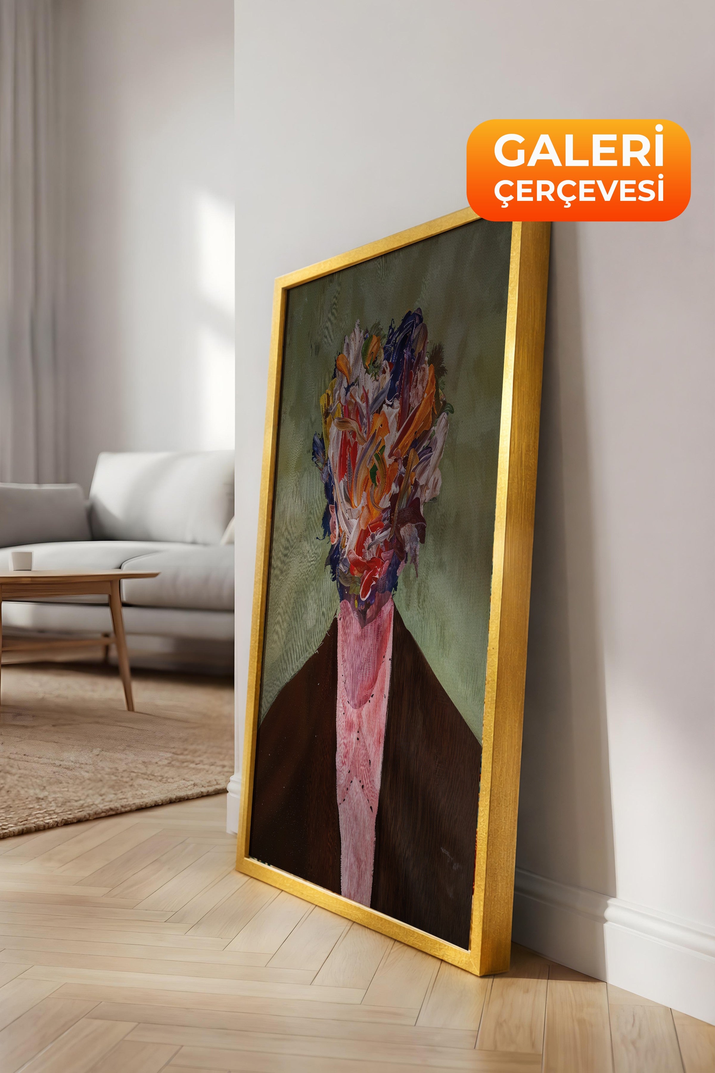 Duvar Tablosu, Lüks Gold Çerçeveli Kanvas Tablo, Ritüel Serisi, Maximalist Tablo, NO:115194