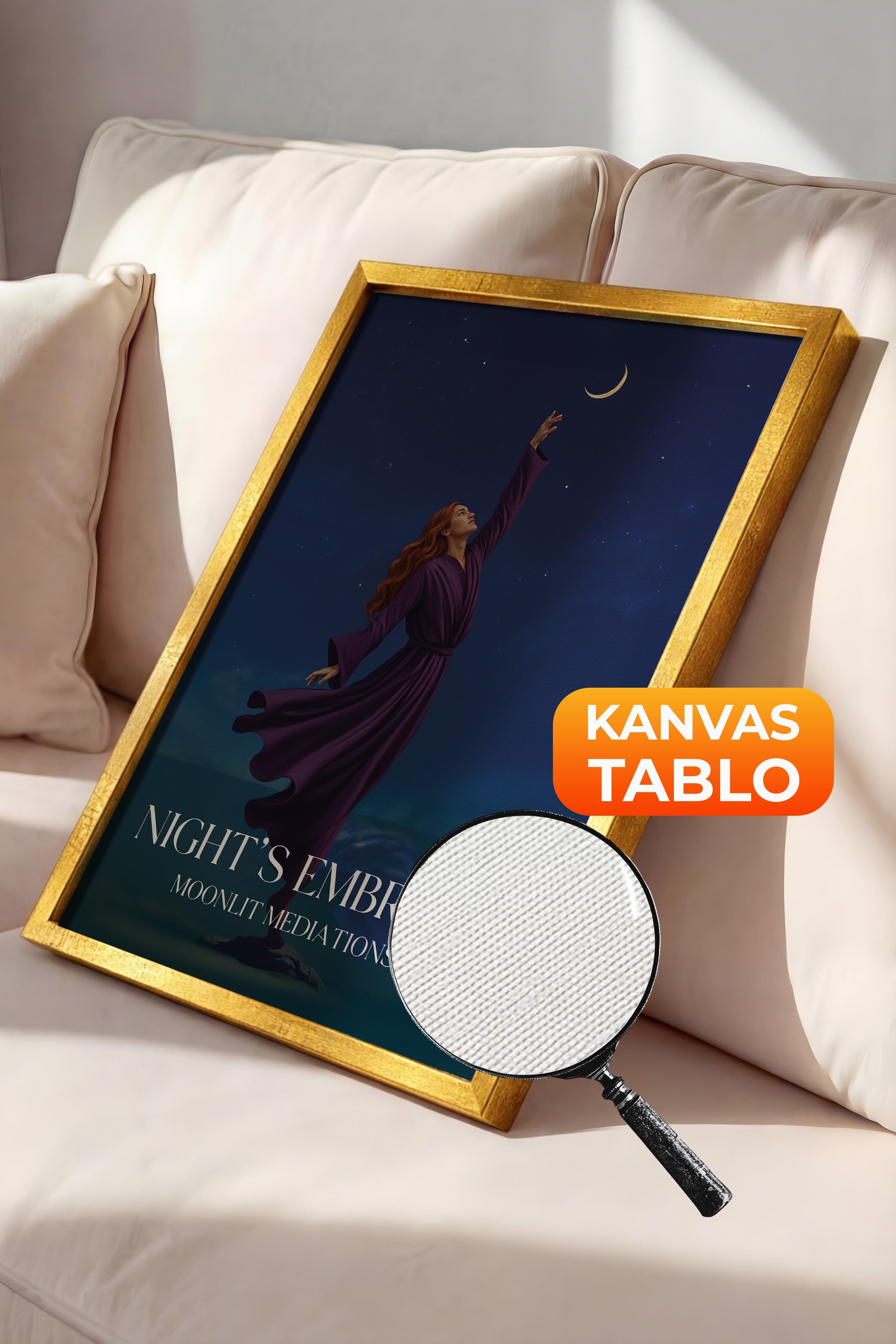 Duvar Tablosu, Lüks Gold Çerçeveli Kanvas Tablo, Ritüel Serisi, Maximalist Tablo, NO:115201