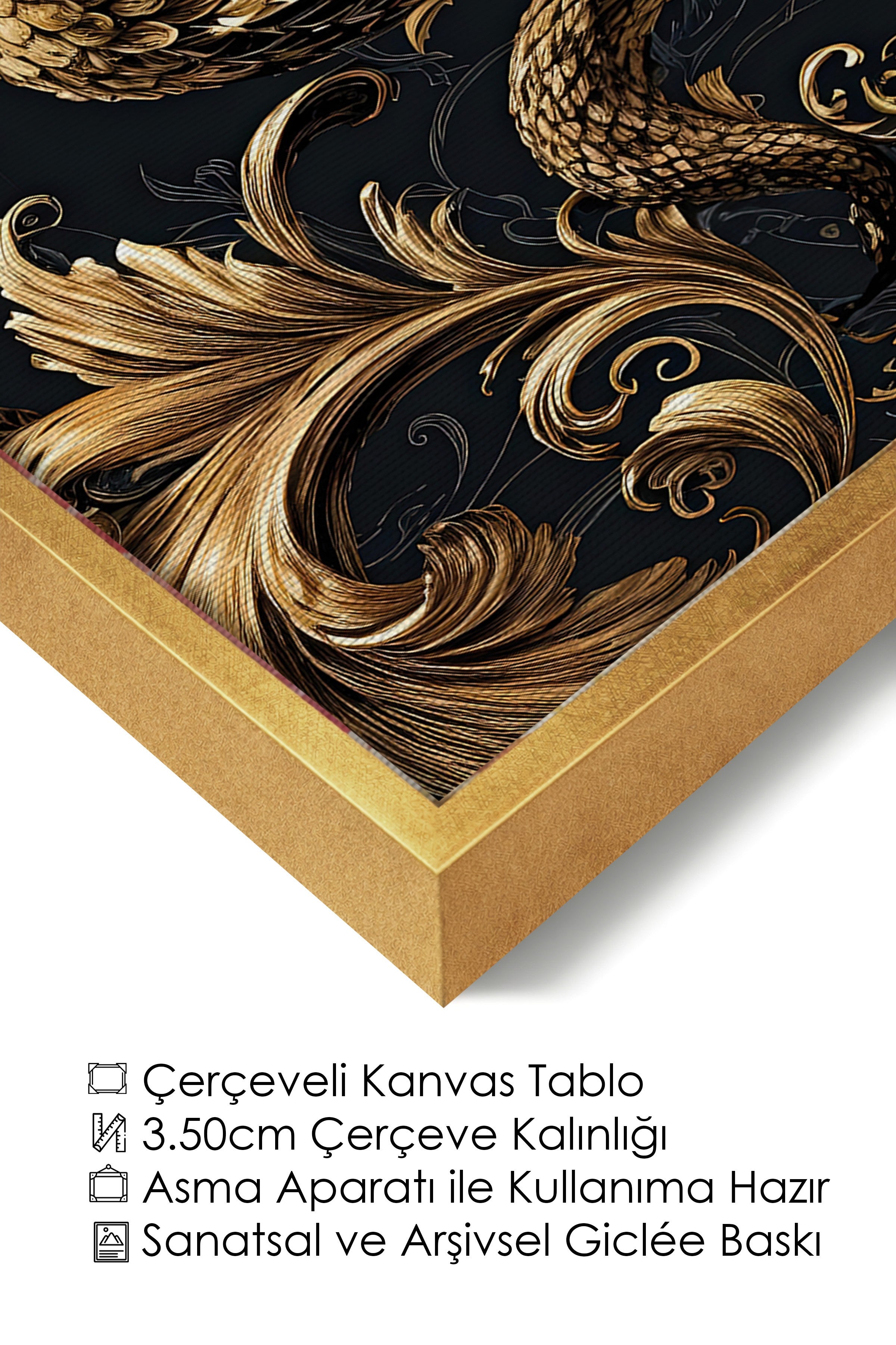 Duvar Tablosu, Lüks Gold Çerçeveli Kanvas Tablo, Ritüel Serisi, Yılan Tablo, NO:115249