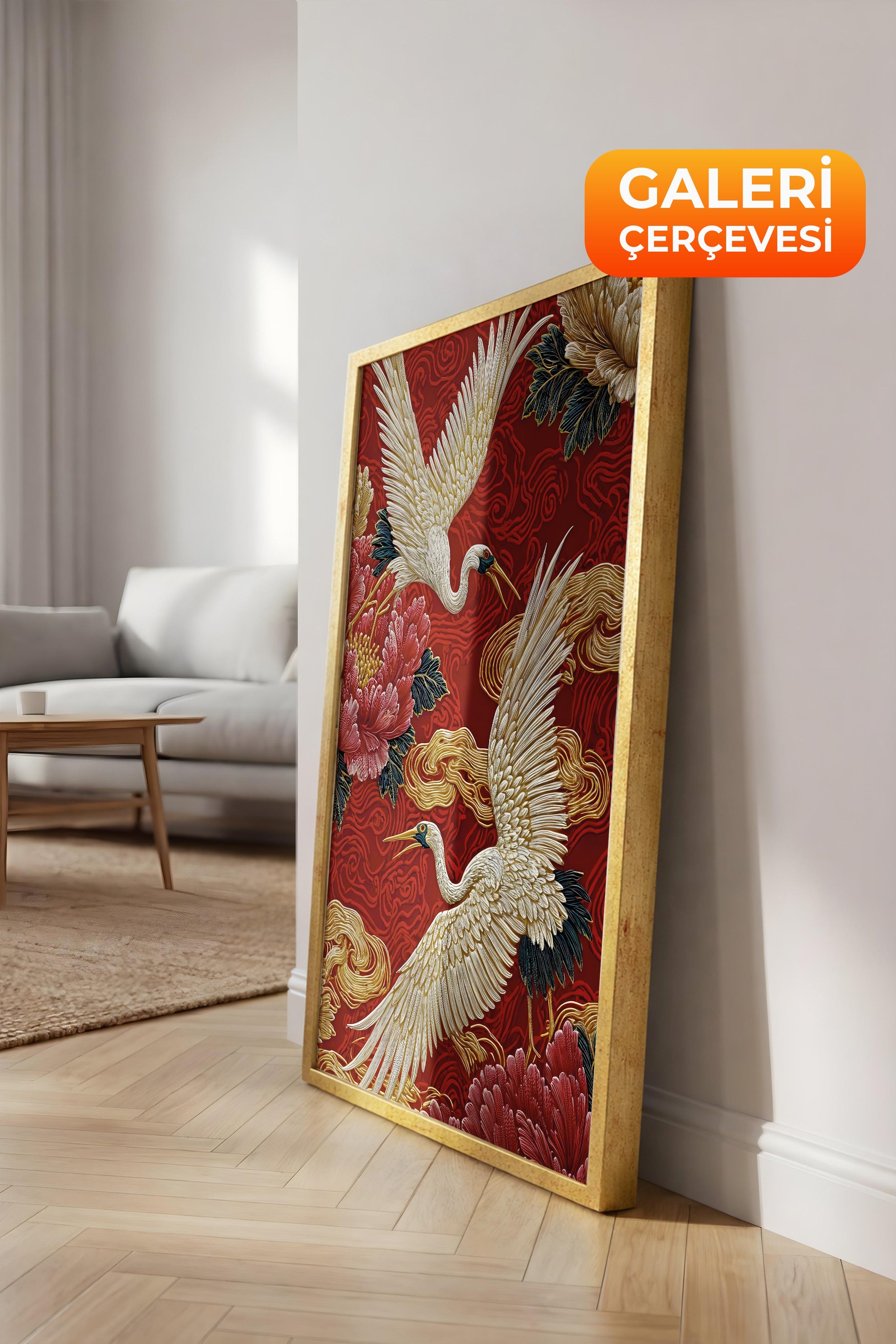 Duvar Tablosu, Lüks Gold Çerçeveli Tablo ve Poster, Ritüel Serisi, Kuş Tablo, NO:115248