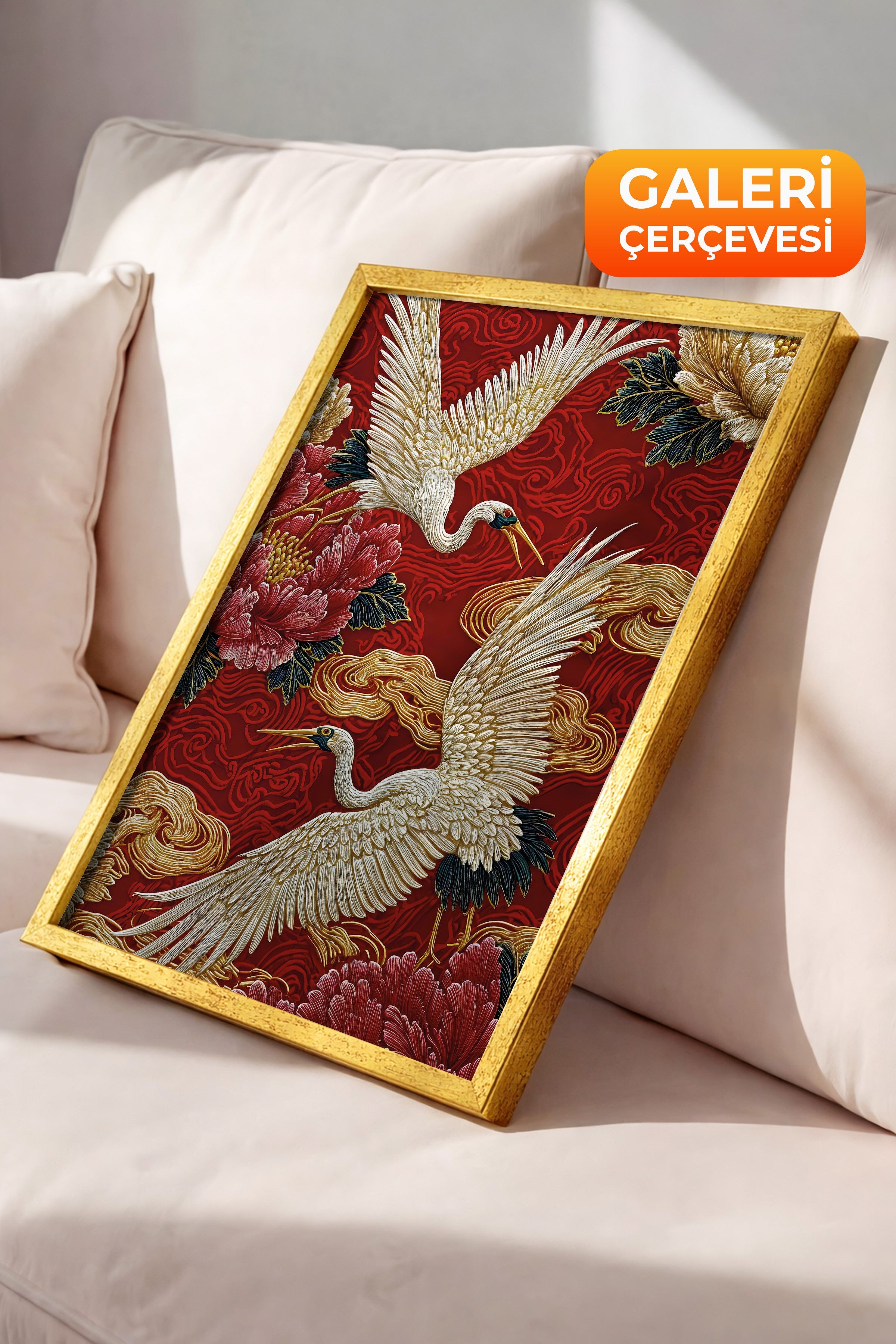 Duvar Tablosu, Lüks Gold Çerçeveli Tablo ve Poster, Ritüel Serisi, Kuş Tablo, NO:115248