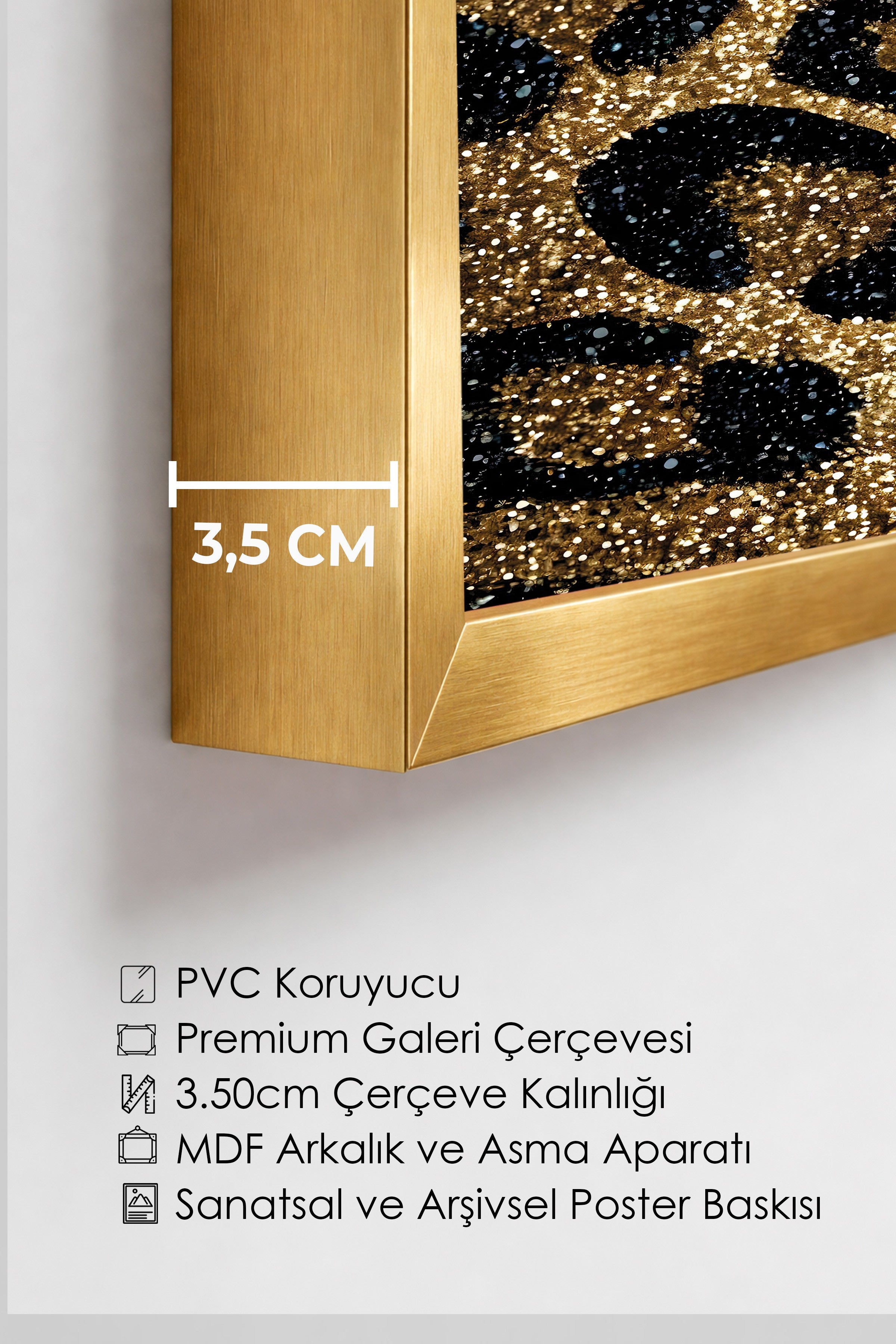 Duvar Tablosu, Lüks Gold Çerçeveli Tablo ve Poster, Ritüel Serisi, Leopar Tablo, NO:115264