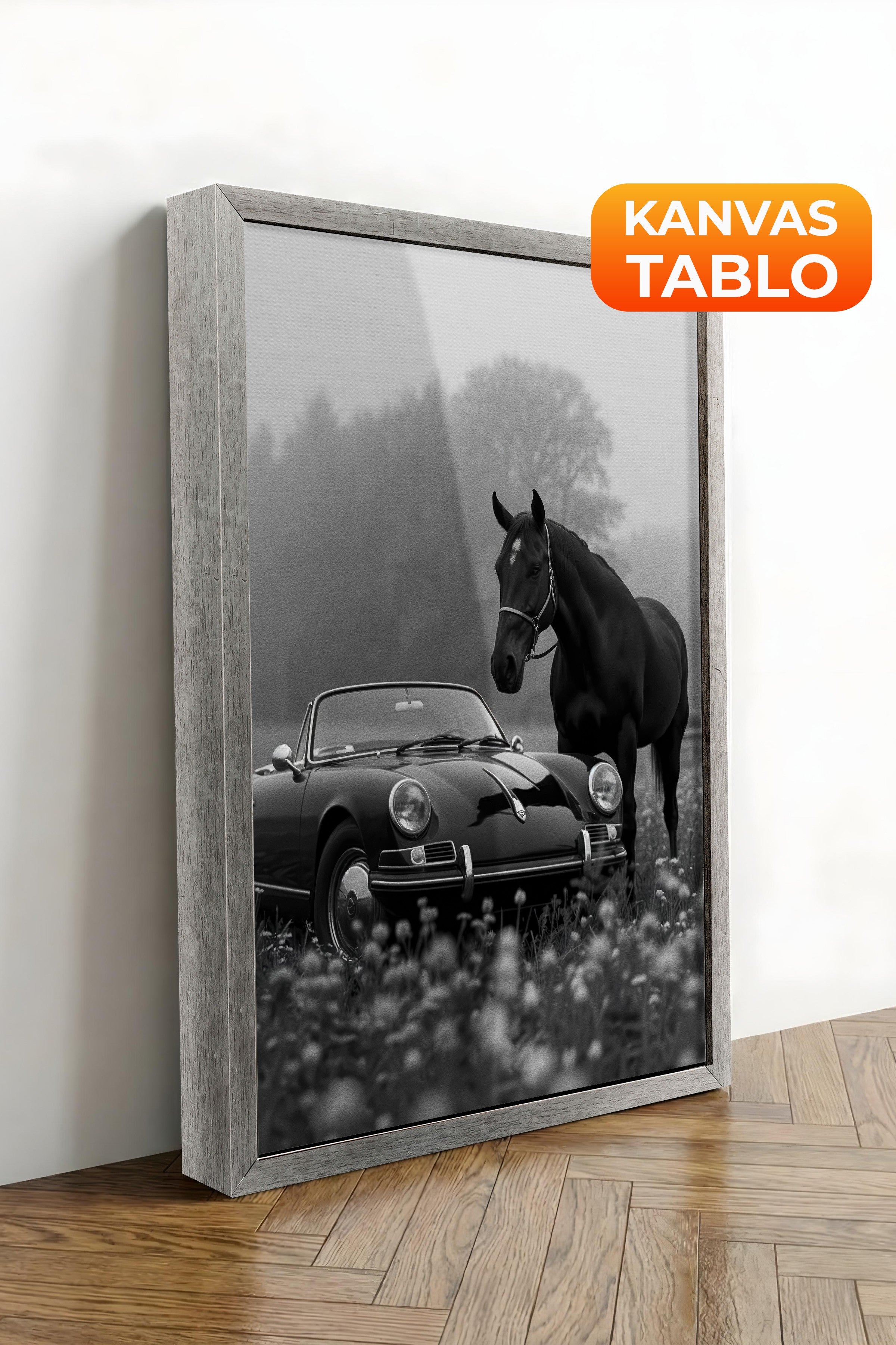 Duvar Tablosu, Lüks Gümüş Çerçeveli Kanvas Tablo, Ritüel Serisi, At Tablo, NO:115225