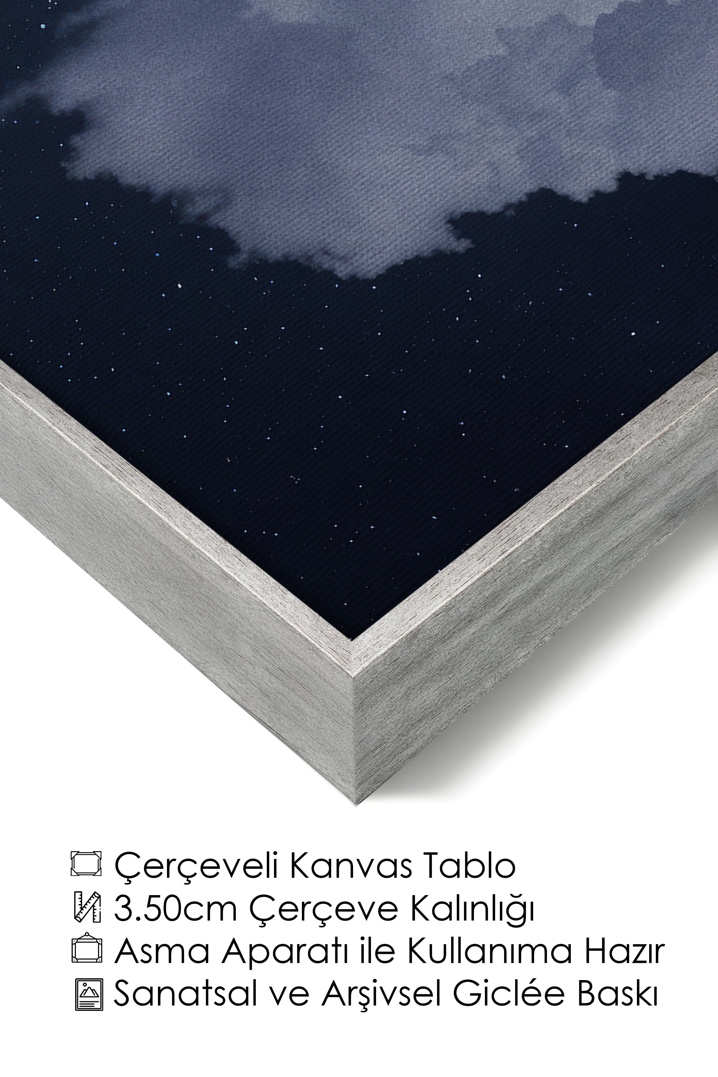 Duvar Tablosu, Lüks Gümüş Çerçeveli Kanvas Tablo, Ritüel Serisi, Bulut Tablo, NO:115203