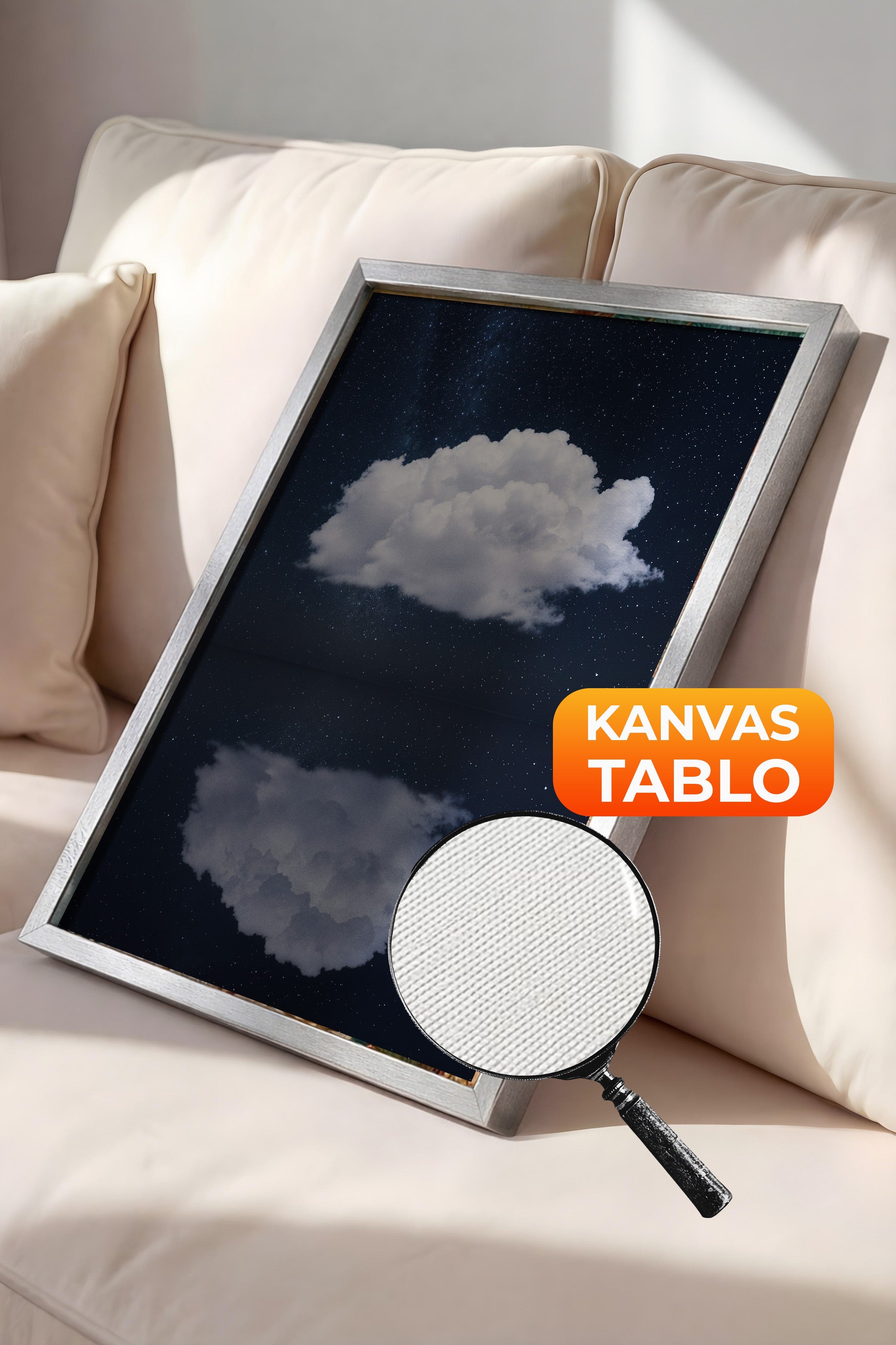 Duvar Tablosu, Lüks Gümüş Çerçeveli Kanvas Tablo, Ritüel Serisi, Bulut Tablo, NO:115203
