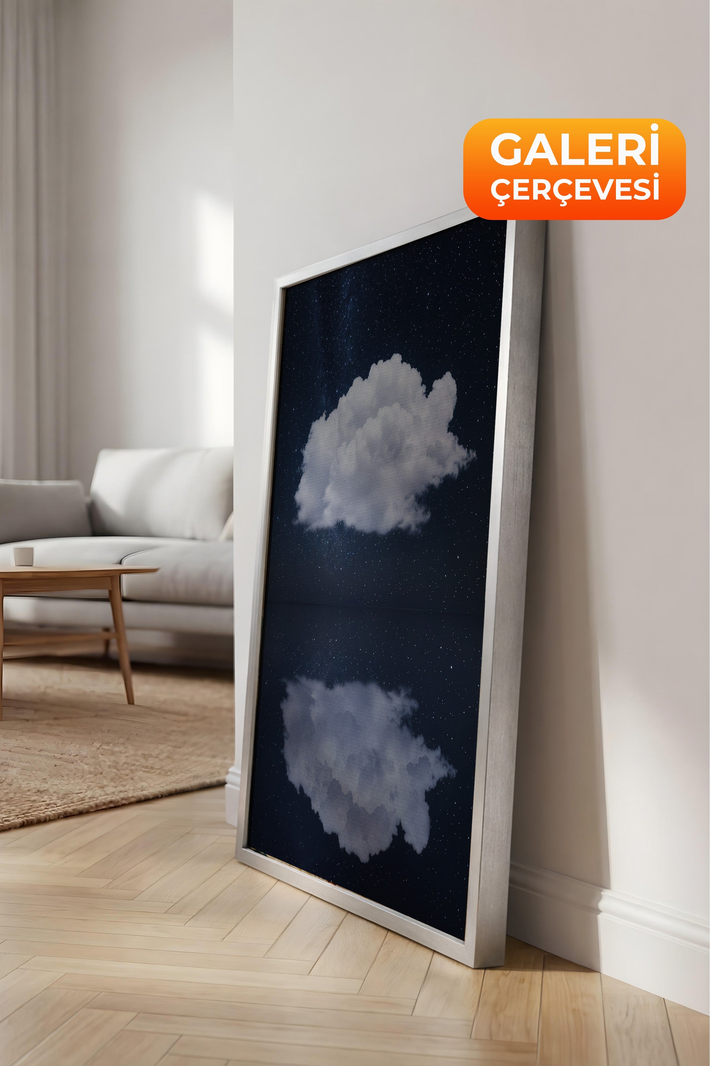 Duvar Tablosu, Lüks Gümüş Çerçeveli Kanvas Tablo, Ritüel Serisi, Bulut Tablo, NO:115203