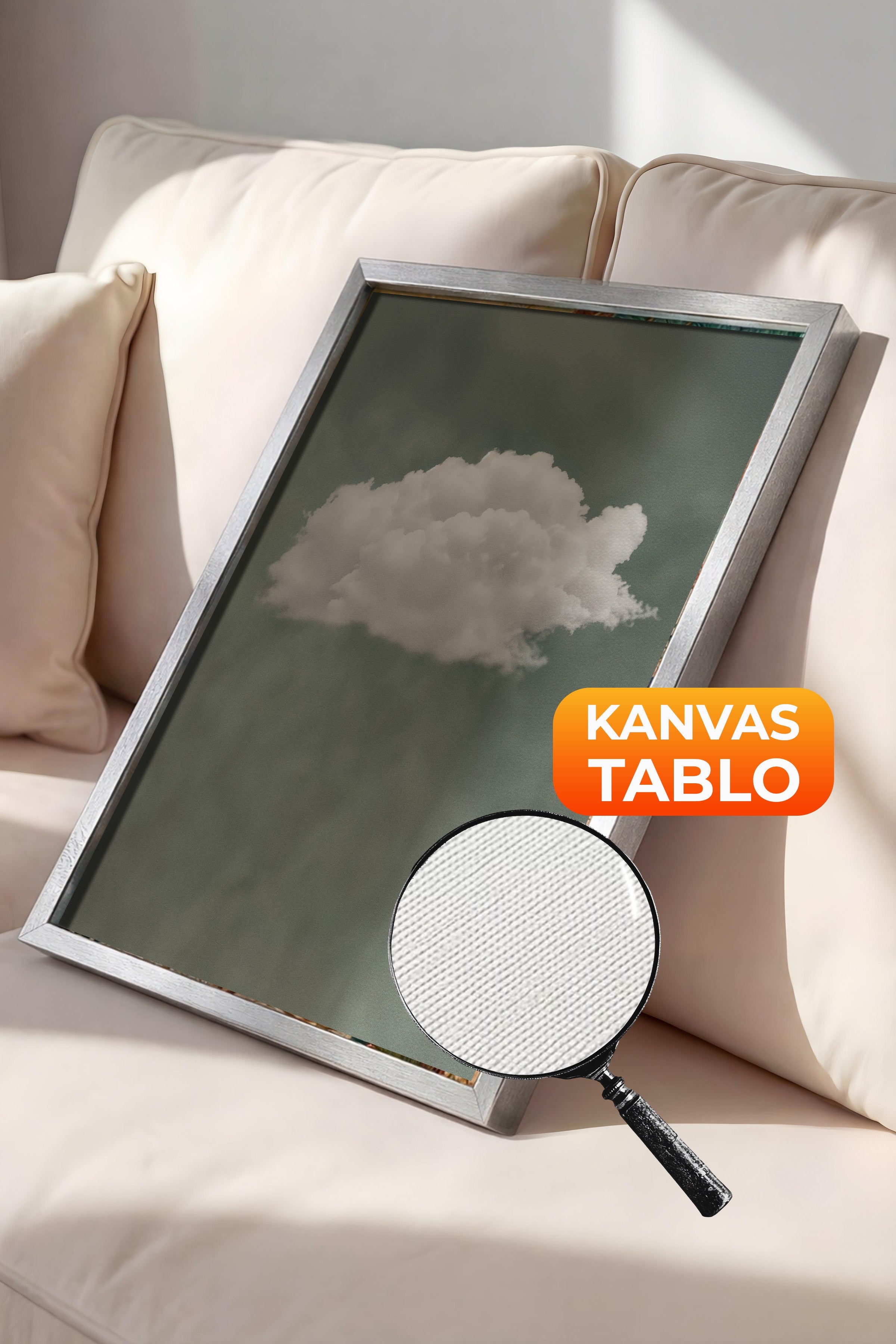 Duvar Tablosu, Lüks Gümüş Çerçeveli Kanvas Tablo, Ritüel Serisi, Bulut Tablo, NO:115205