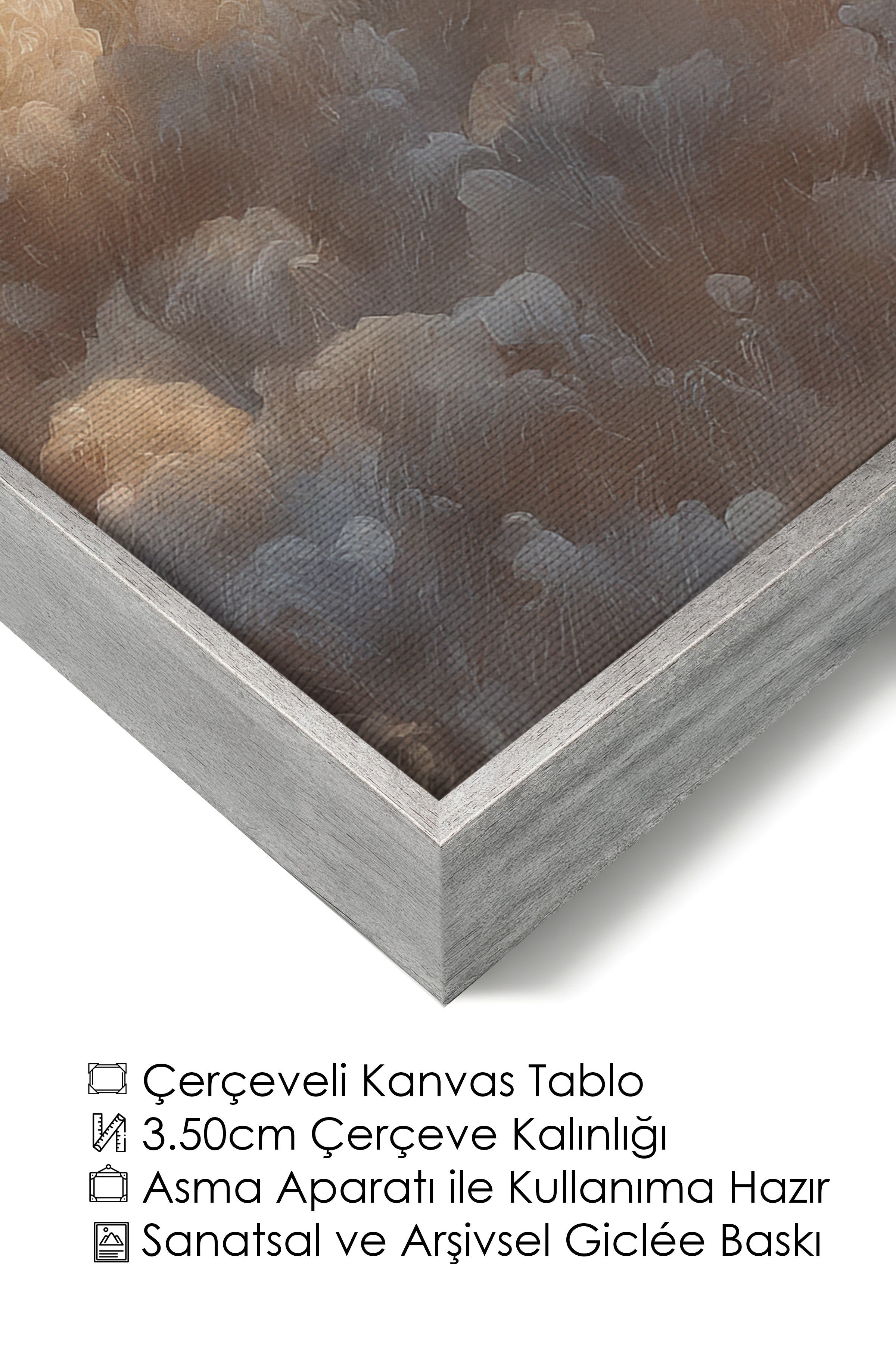 Duvar Tablosu, Lüks Gümüş Çerçeveli Kanvas Tablo, Ritüel Serisi, Bulut Tablo, NO:115242