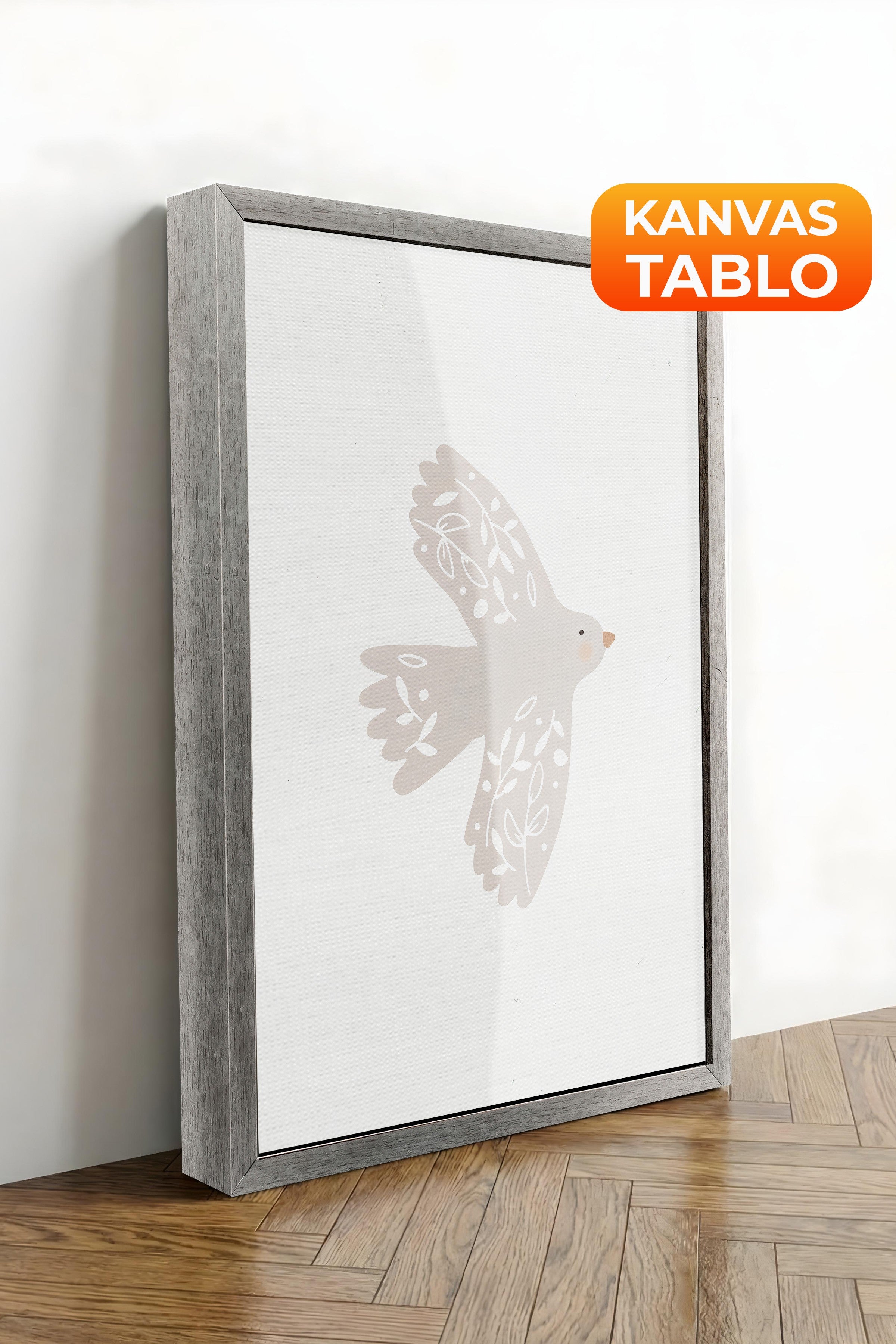 Duvar Tablosu, Lüks Gümüş Çerçeveli Kanvas Tablo, Ritüel Serisi, Kuş Tablo, NO:115186