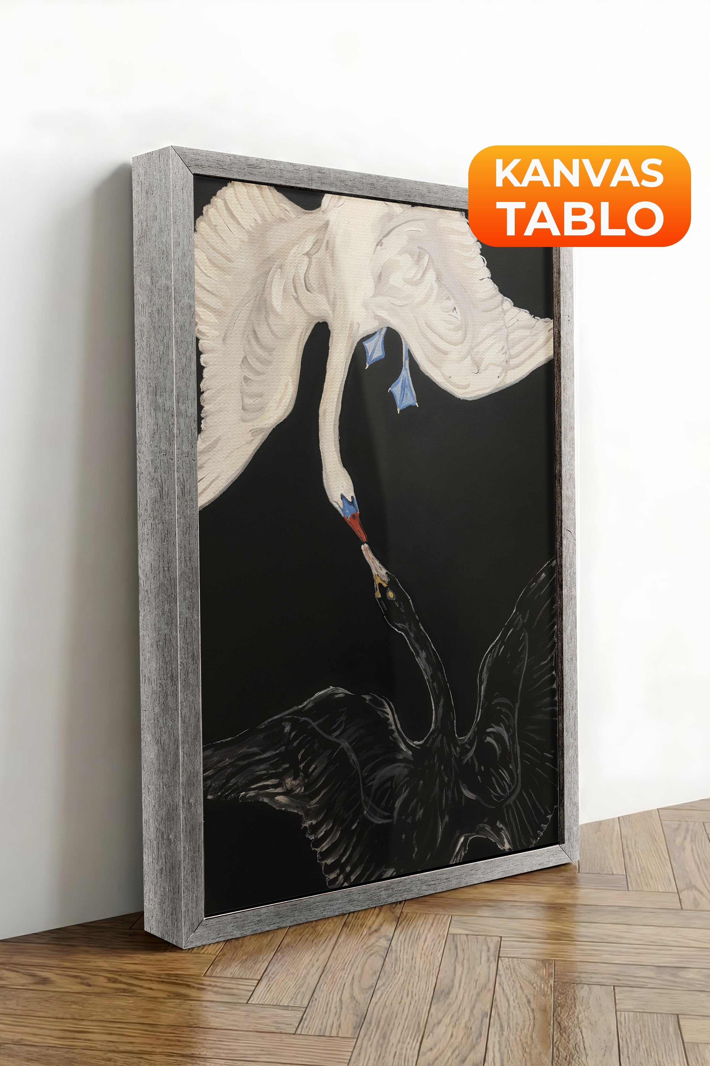 Duvar Tablosu, Lüks Gümüş Çerçeveli Kanvas Tablo, Ritüel Serisi, Kuş Tablo, NO:115199