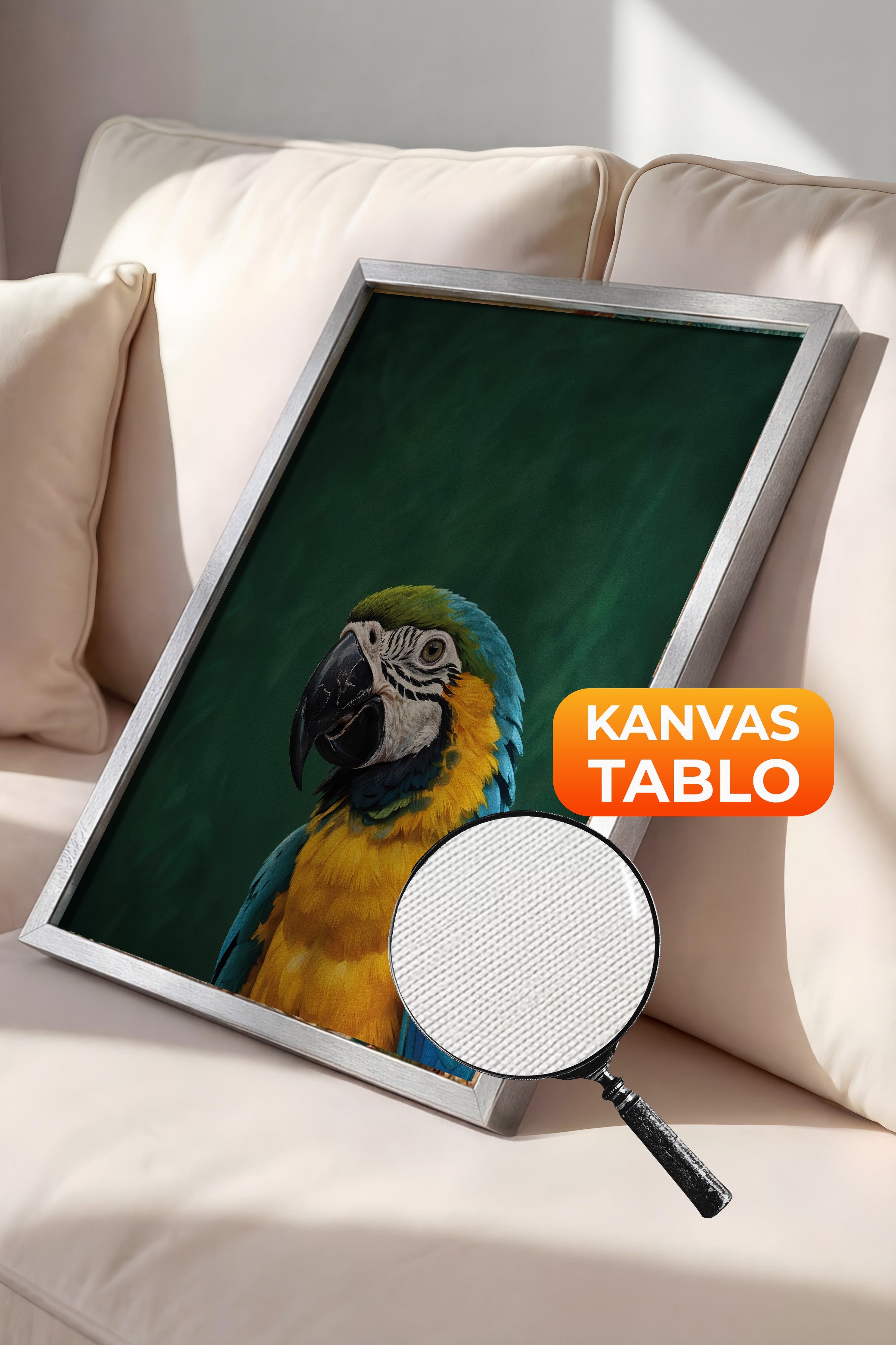 Duvar Tablosu, Lüks Gümüş Çerçeveli Kanvas Tablo, Ritüel Serisi, Kuş Tablo, NO:115207