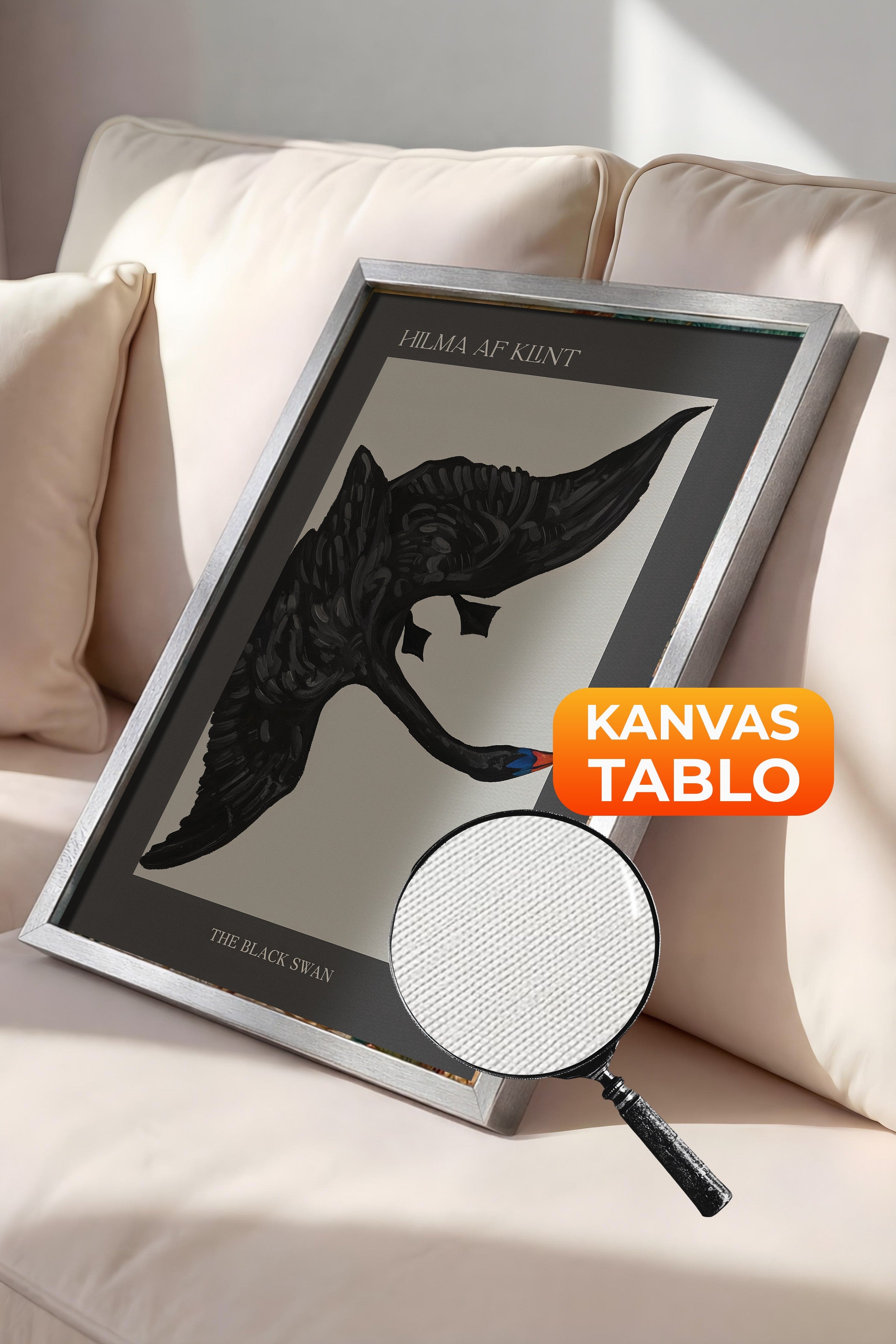 Duvar Tablosu, Lüks Gümüş Çerçeveli Kanvas Tablo, Ritüel Serisi, Kuş Tablo, NO:115208