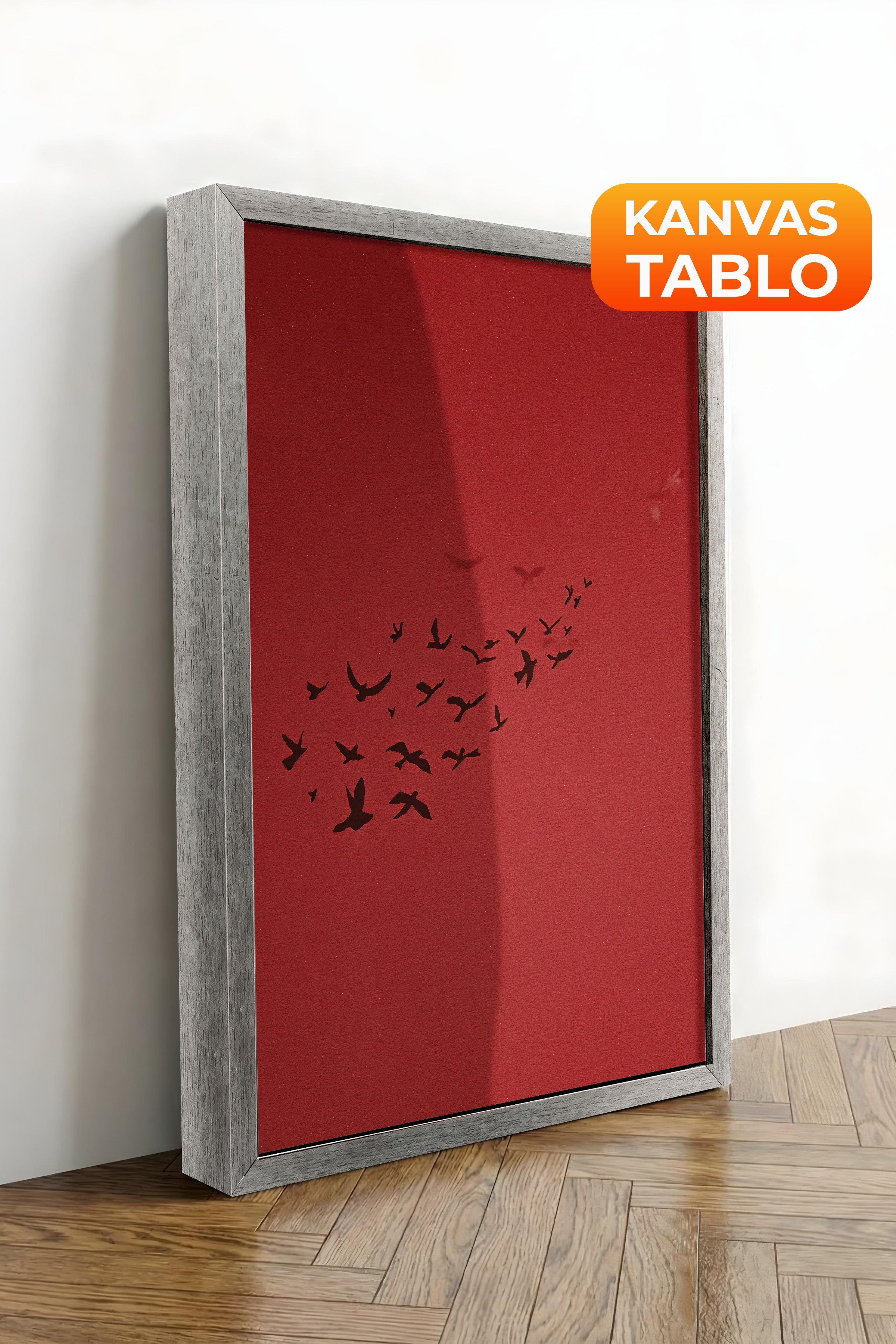 Duvar Tablosu, Lüks Gümüş Çerçeveli Kanvas Tablo, Ritüel Serisi, Kuş Tablo, NO:115209