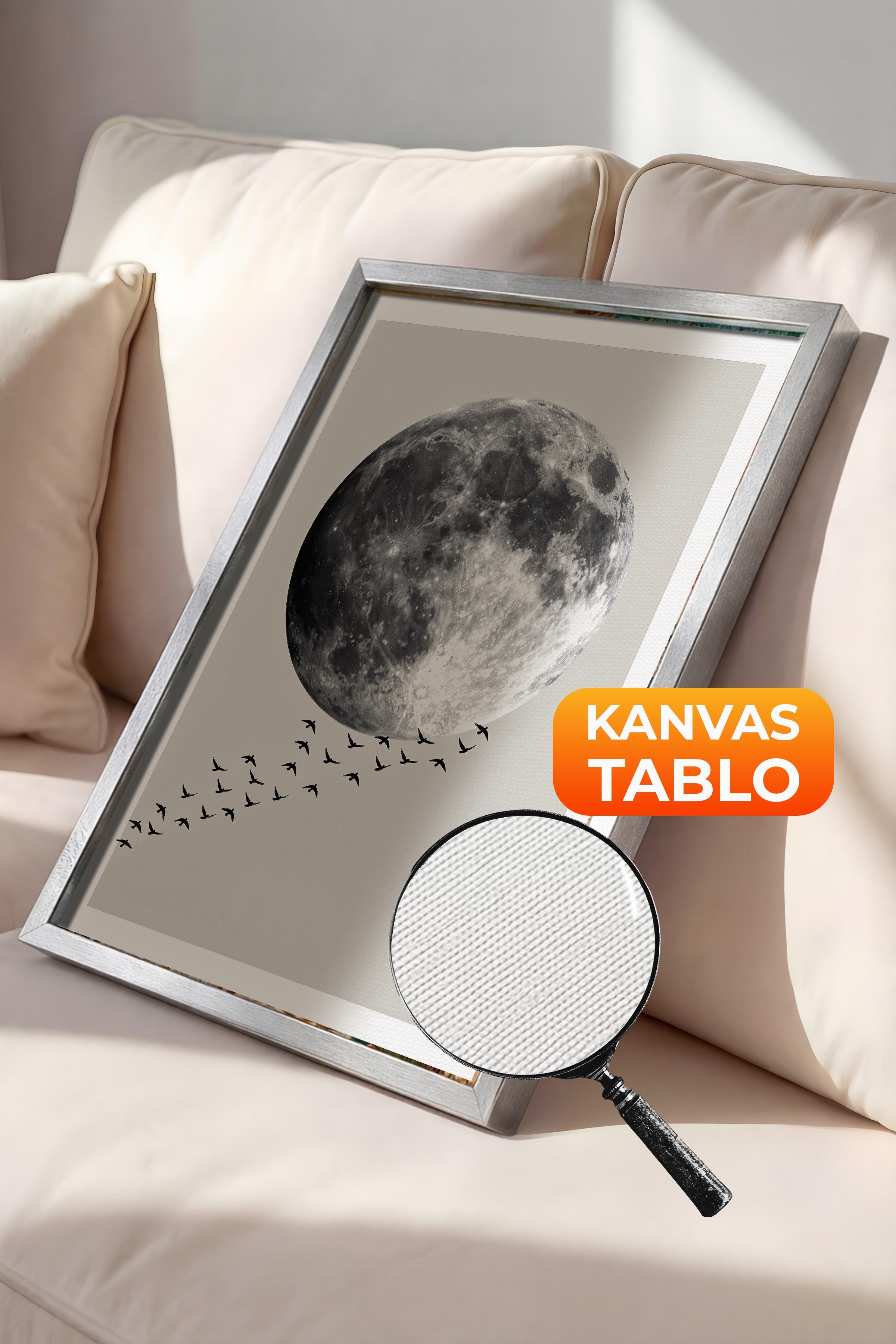 Duvar Tablosu, Lüks Gümüş Çerçeveli Kanvas Tablo, Ritüel Serisi, Kuş Tablo, NO:115210