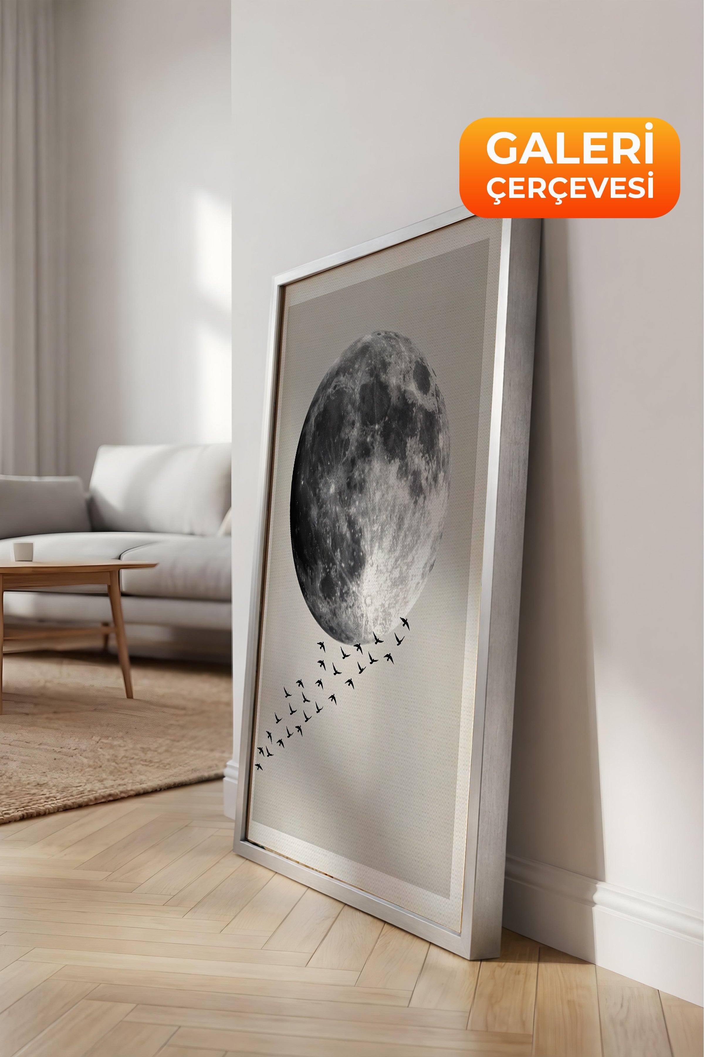 Duvar Tablosu, Lüks Gümüş Çerçeveli Kanvas Tablo, Ritüel Serisi, Kuş Tablo, NO:115210