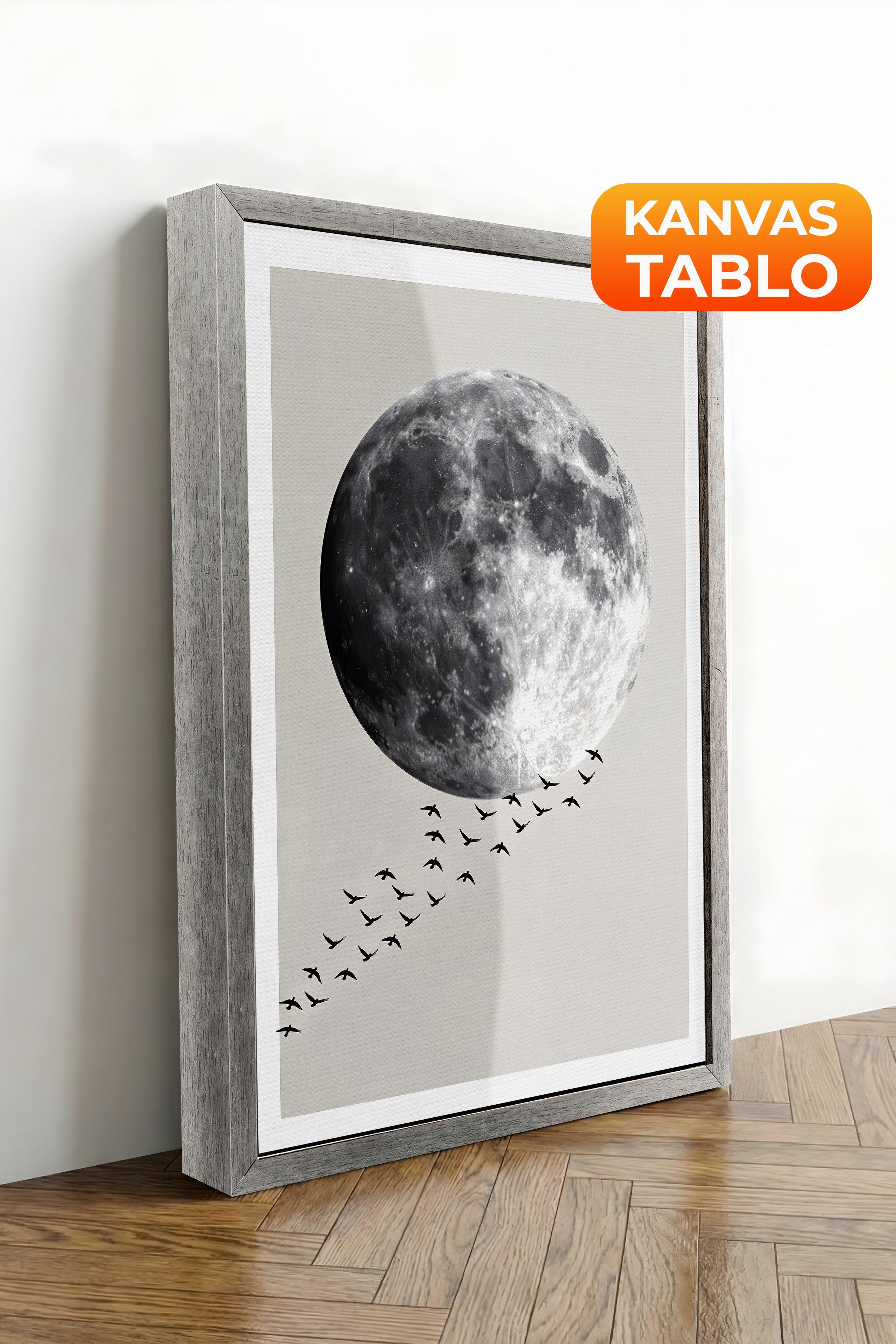 Duvar Tablosu, Lüks Gümüş Çerçeveli Kanvas Tablo, Ritüel Serisi, Kuş Tablo, NO:115210