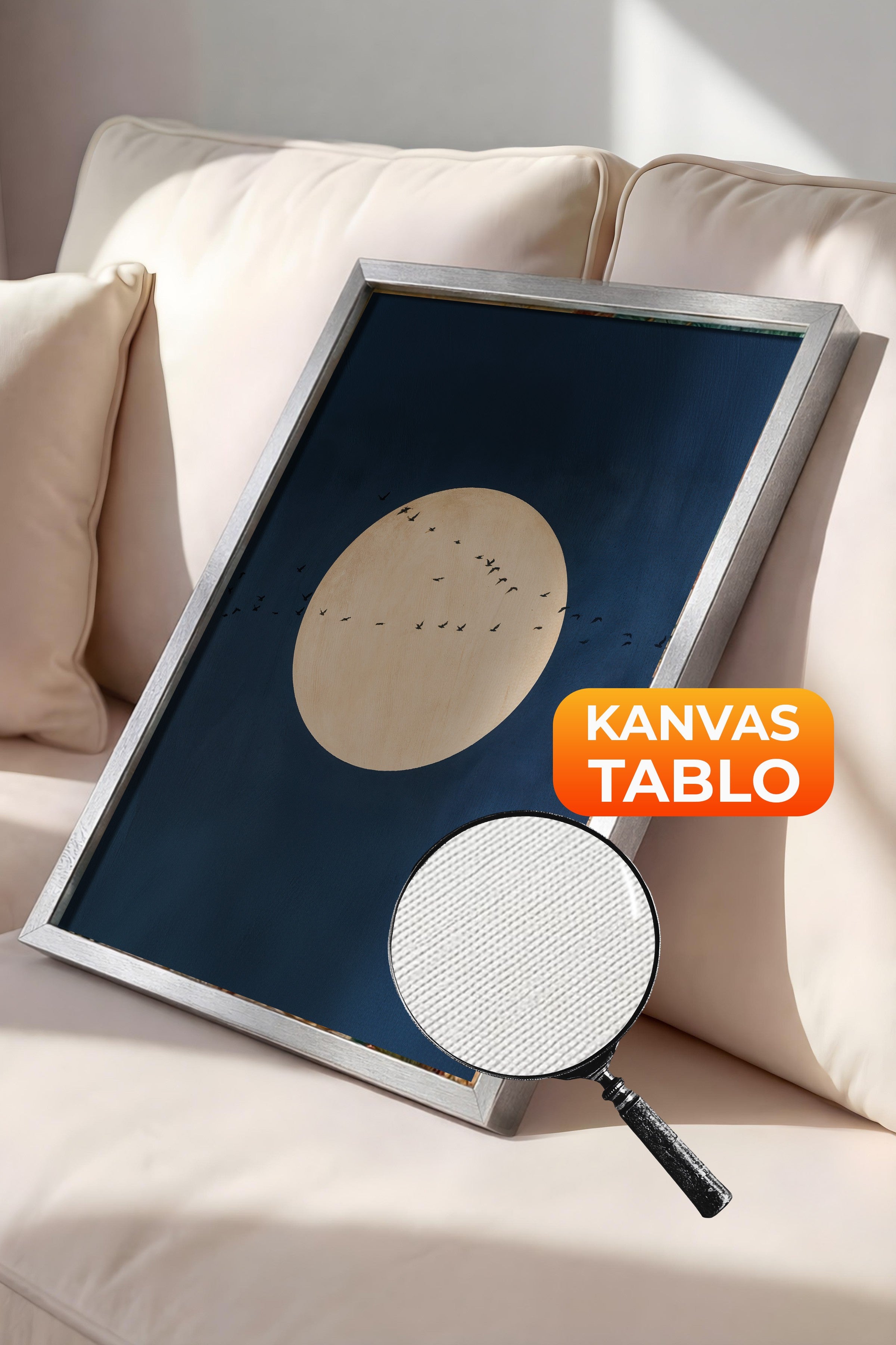Duvar Tablosu, Lüks Gümüş Çerçeveli Kanvas Tablo, Ritüel Serisi, Kuş Tablo, NO:115212