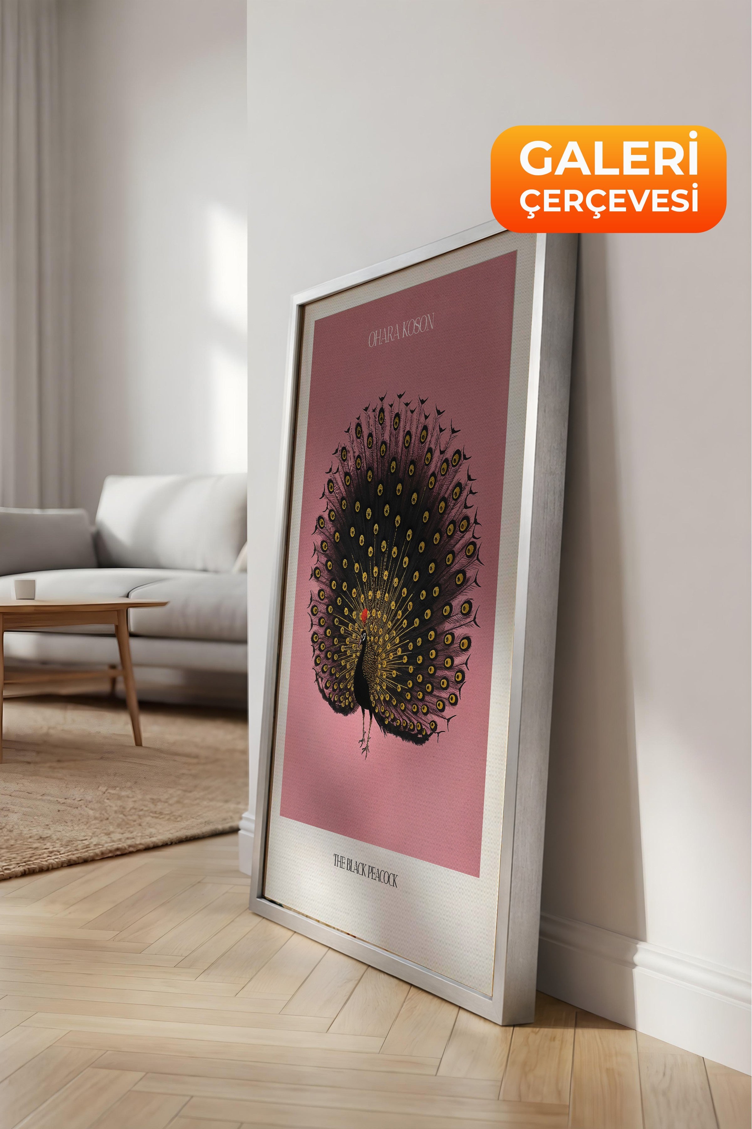 Duvar Tablosu, Lüks Gümüş Çerçeveli Kanvas Tablo, Ritüel Serisi, Kuş Tablo, NO:115214