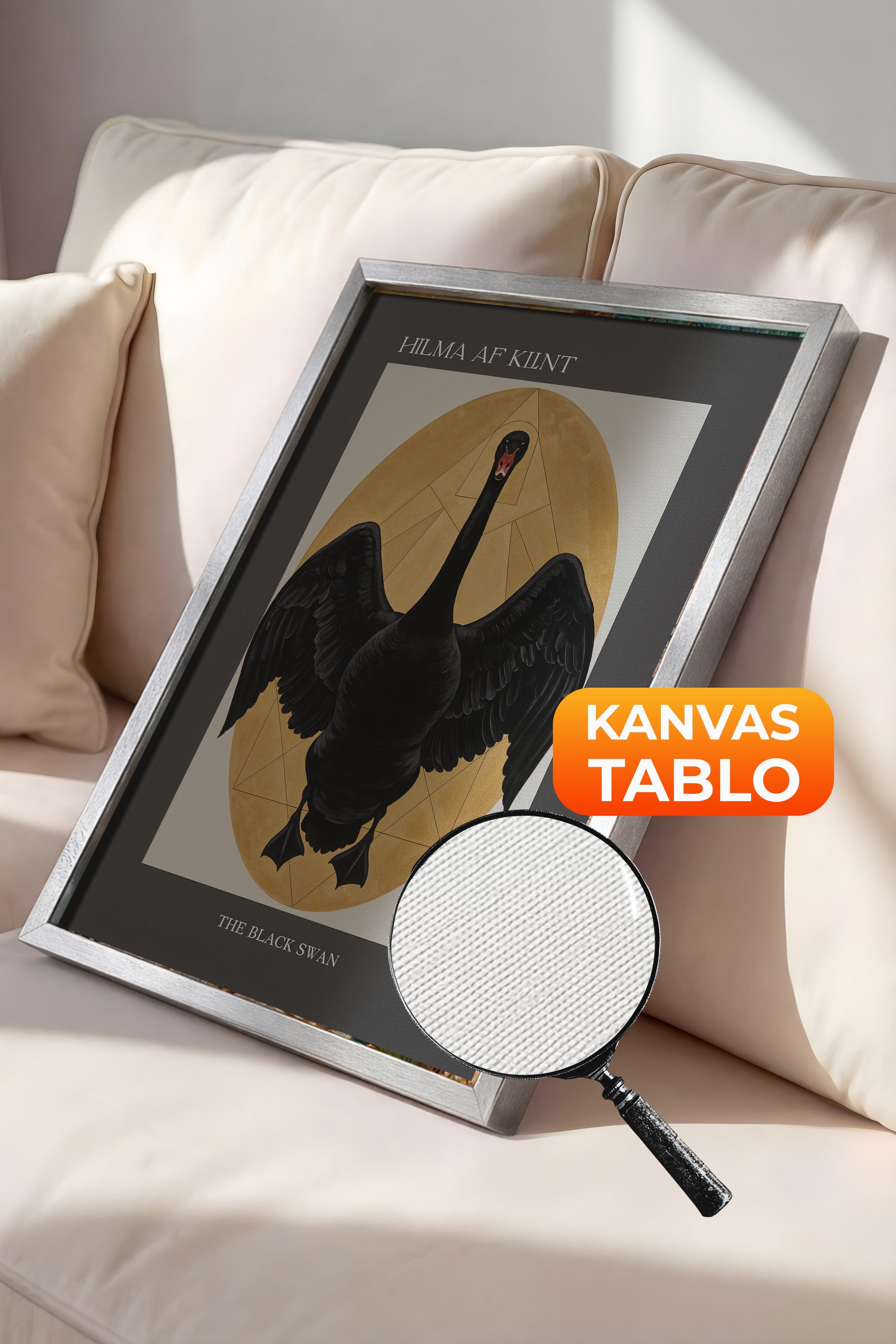 Duvar Tablosu, Lüks Gümüş Çerçeveli Kanvas Tablo, Ritüel Serisi, Kuş Tablo, NO:115216