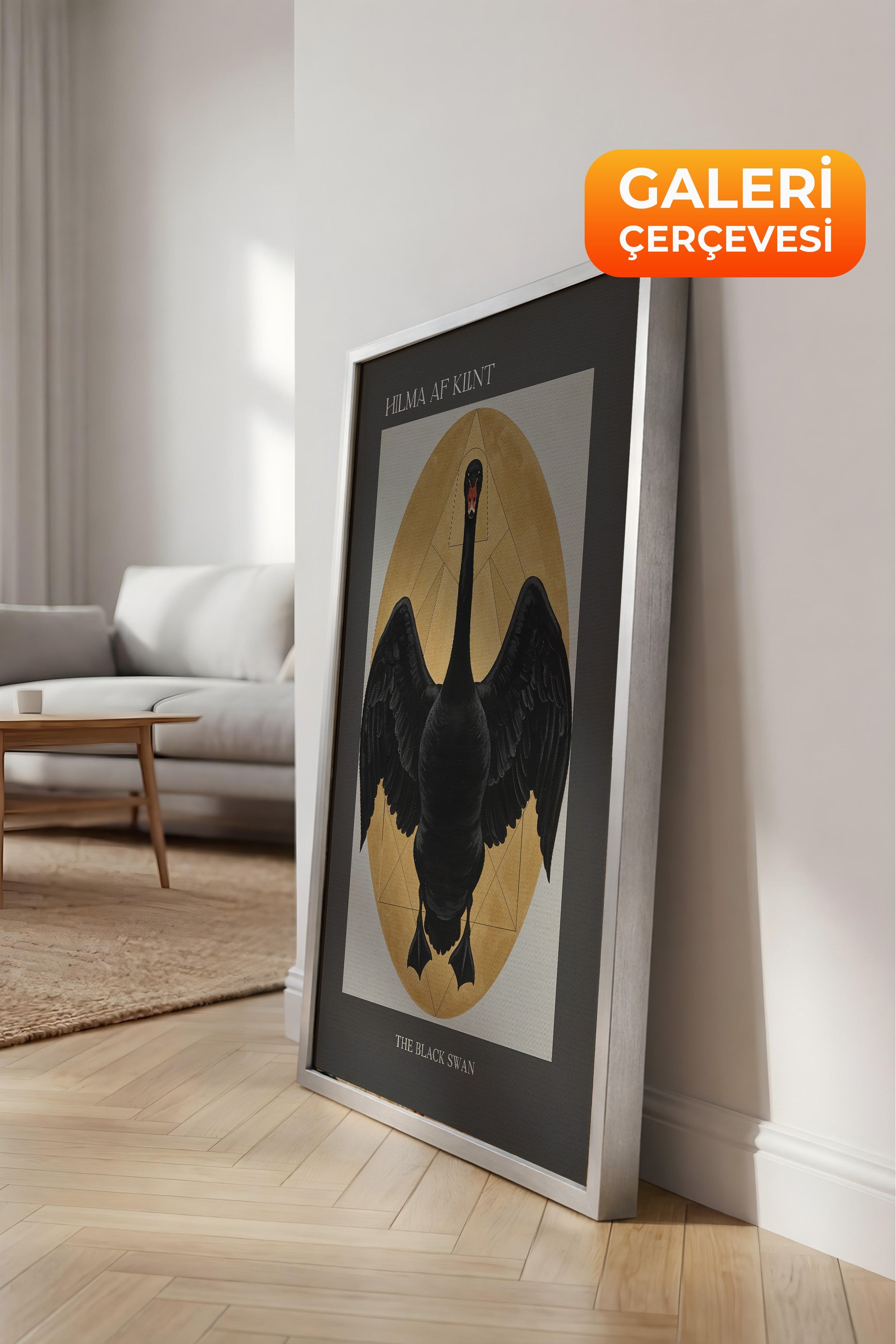 Duvar Tablosu, Lüks Gümüş Çerçeveli Kanvas Tablo, Ritüel Serisi, Kuş Tablo, NO:115216