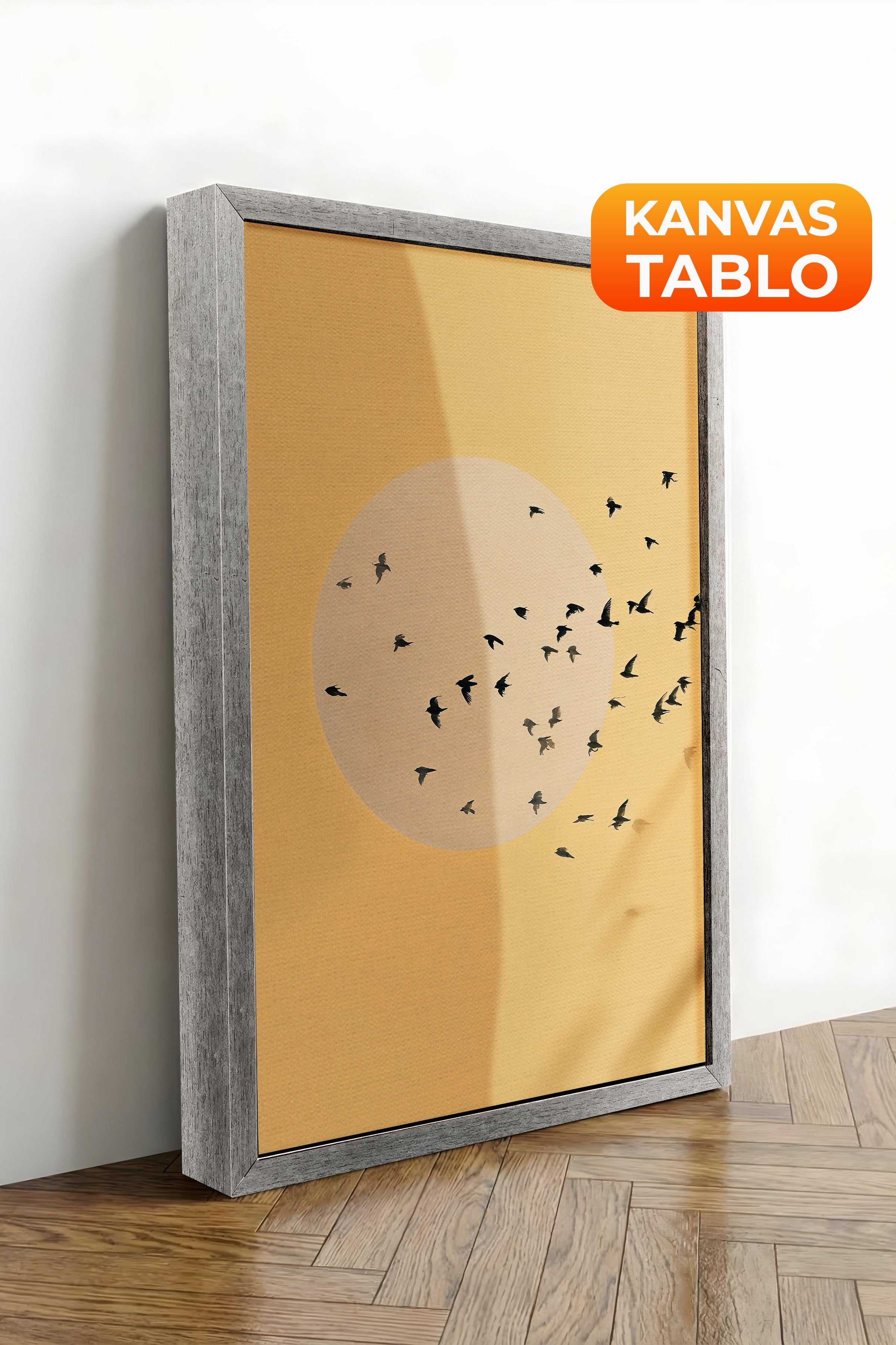 Duvar Tablosu, Lüks Gümüş Çerçeveli Kanvas Tablo, Ritüel Serisi, Kuş Tablo, NO:115224