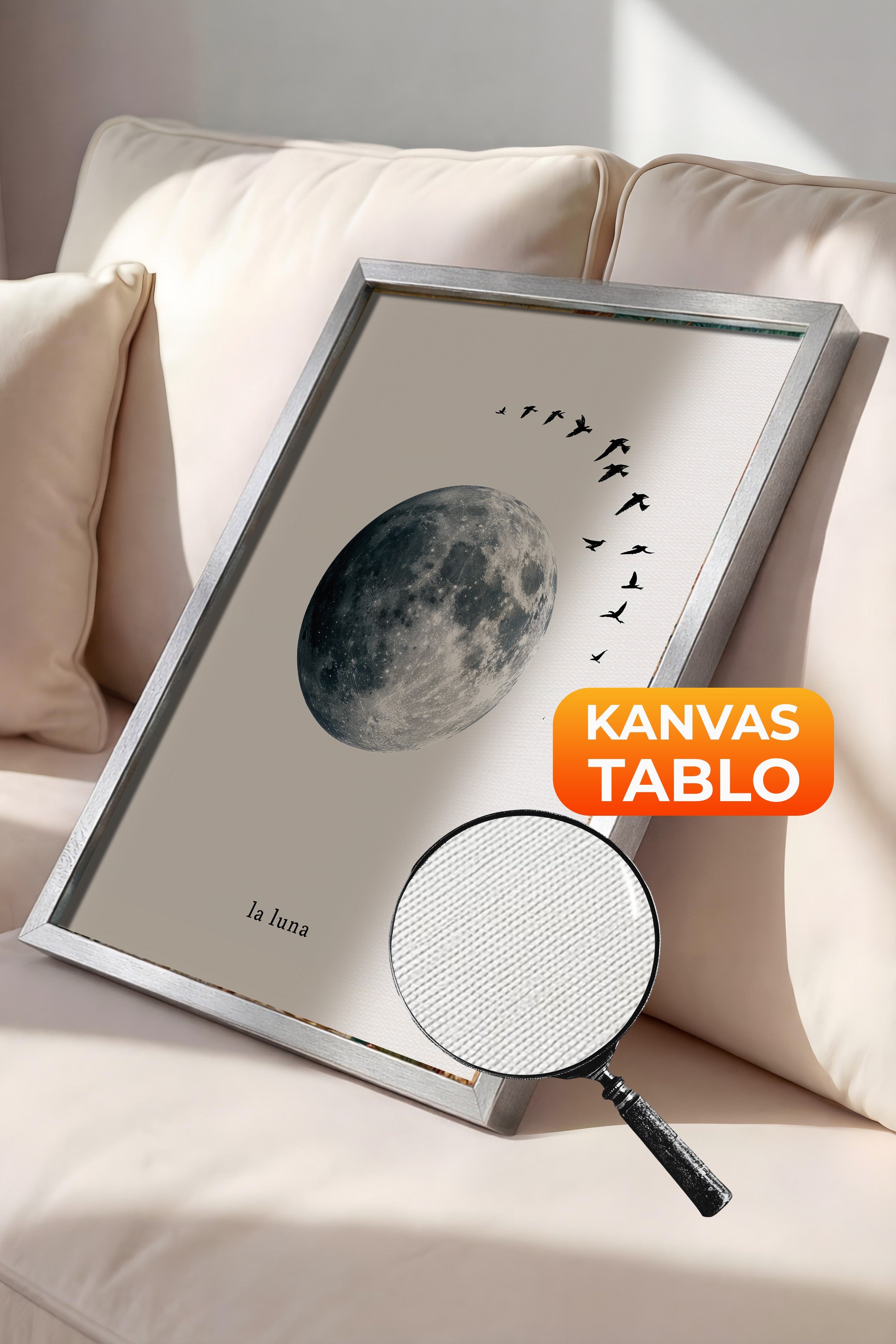 Duvar Tablosu, Lüks Gümüş Çerçeveli Kanvas Tablo, Ritüel Serisi, Kuş Tablo, NO:115227