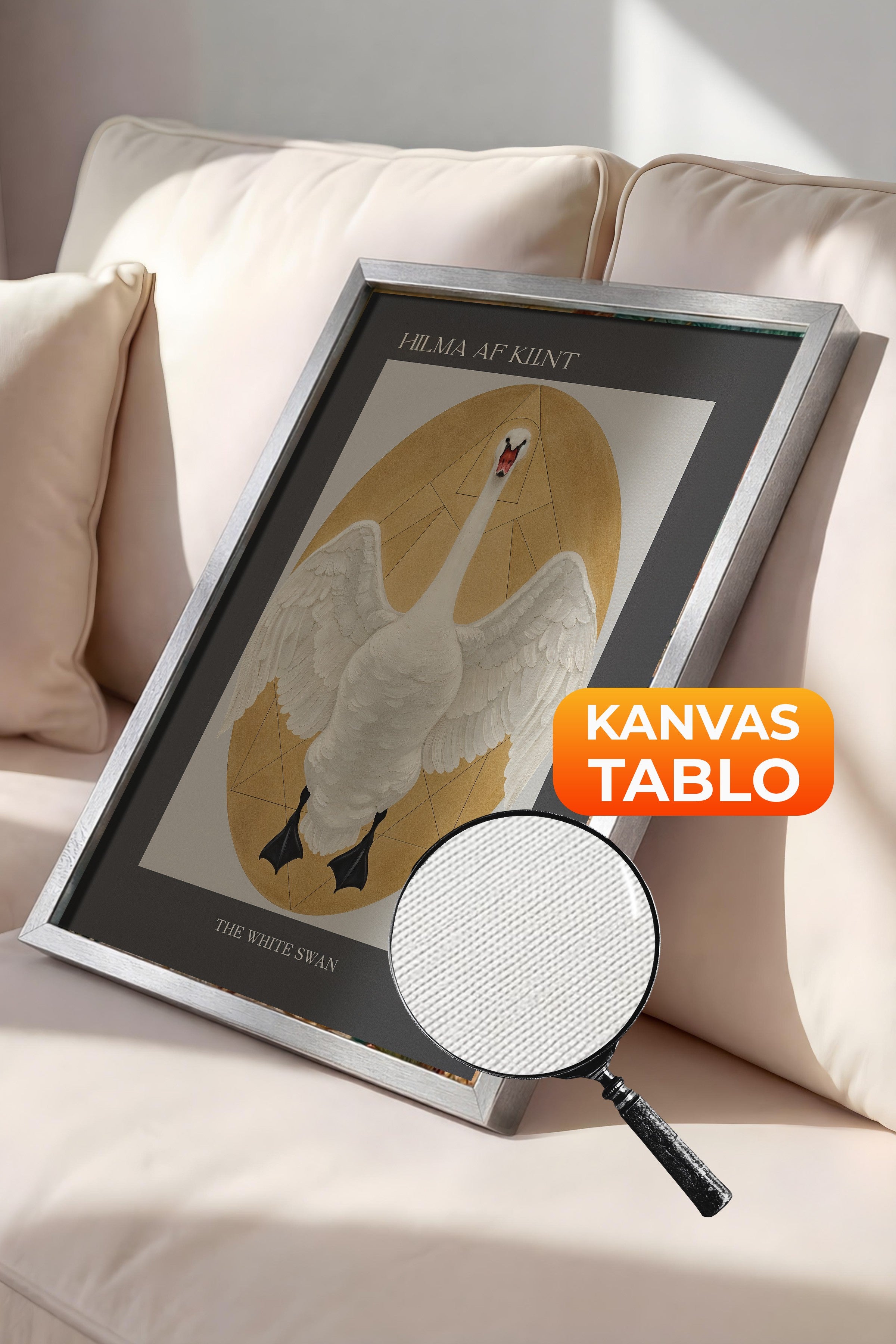 Duvar Tablosu, Lüks Gümüş Çerçeveli Kanvas Tablo, Ritüel Serisi, Kuş Tablo, NO:115230