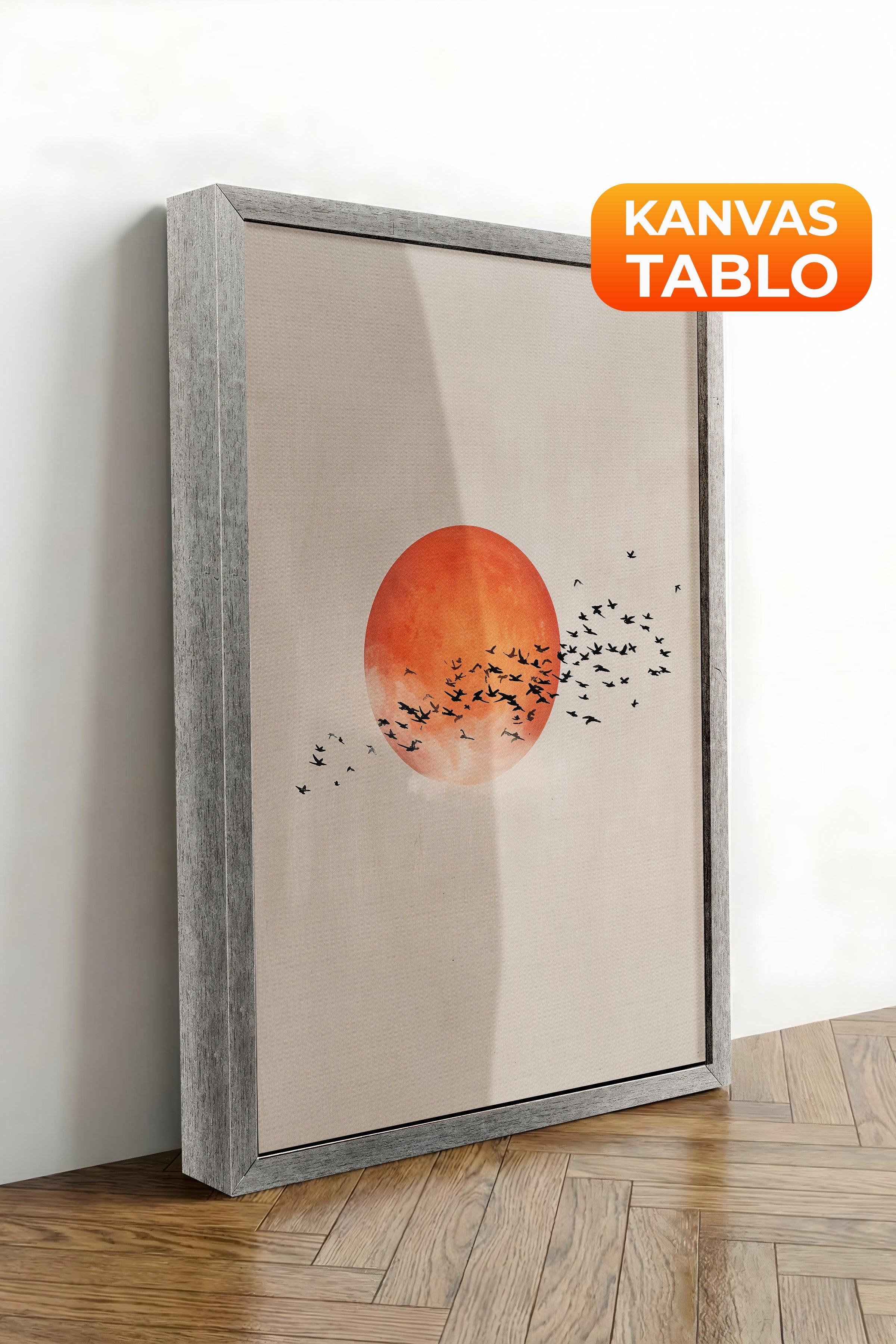 Duvar Tablosu, Lüks Gümüş Çerçeveli Kanvas Tablo, Ritüel Serisi, Kuş Tablo, NO:115231