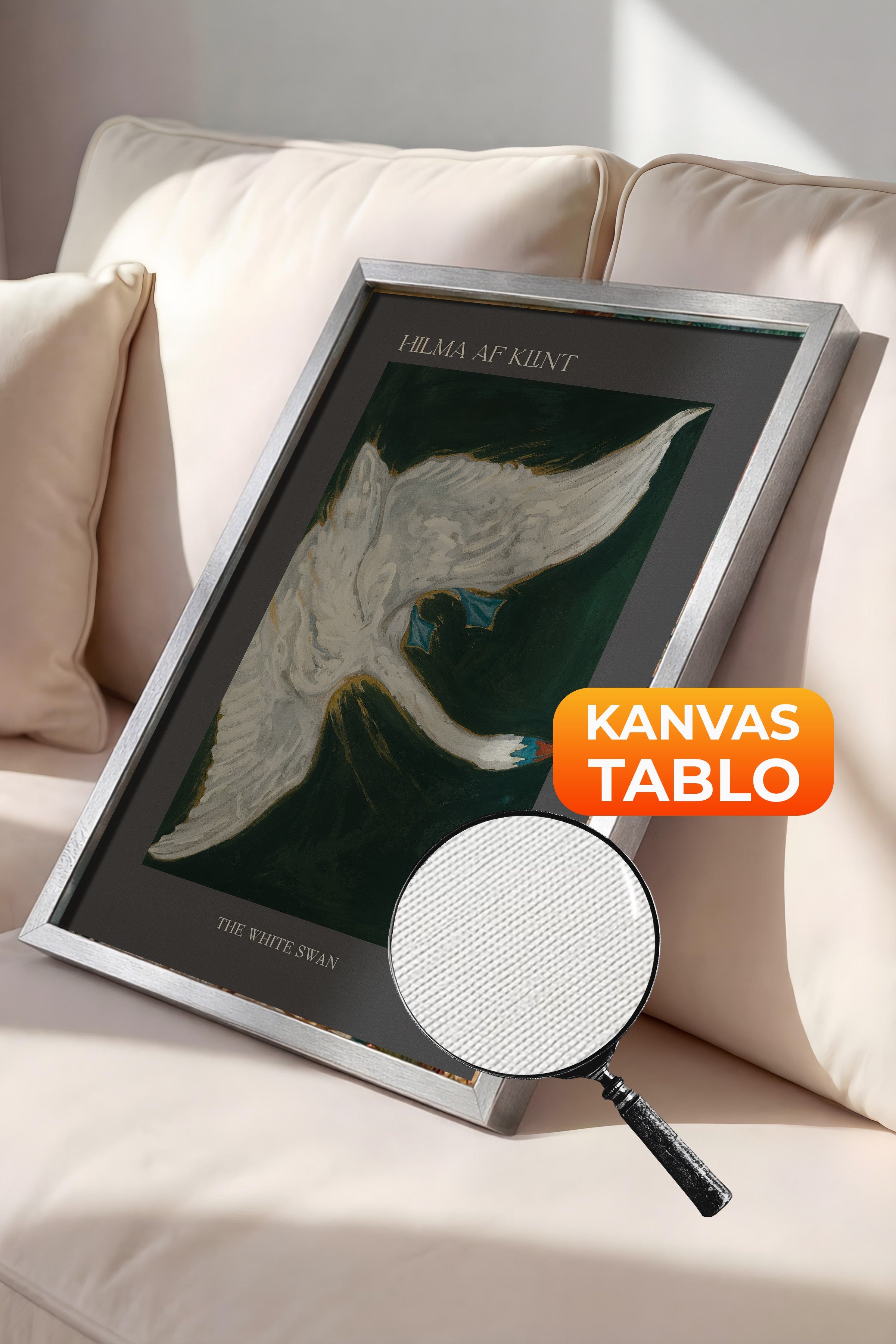 Duvar Tablosu, Lüks Gümüş Çerçeveli Kanvas Tablo, Ritüel Serisi, Kuş Tablo, NO:115232