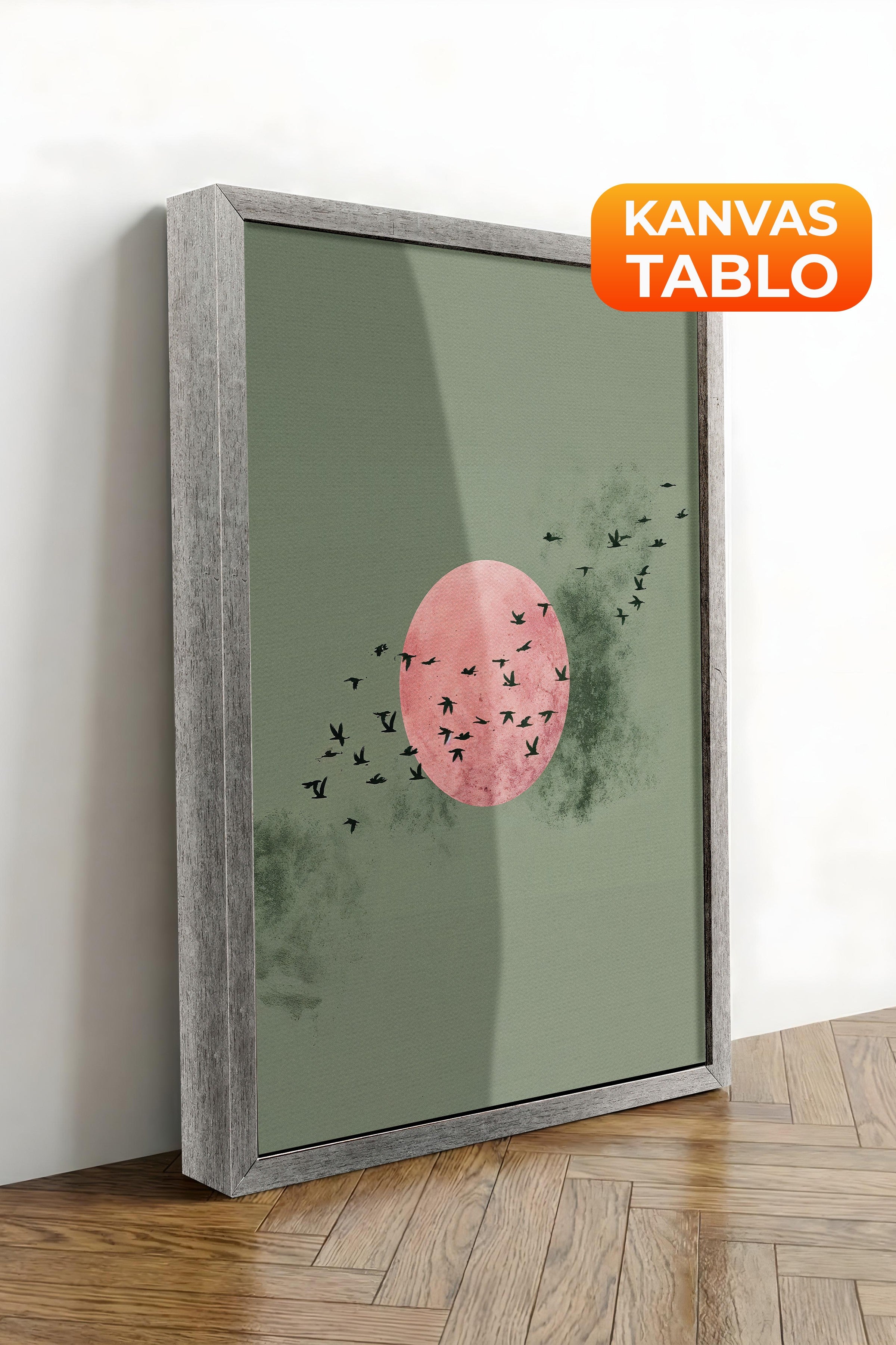 Duvar Tablosu, Lüks Gümüş Çerçeveli Kanvas Tablo, Ritüel Serisi, Kuş Tablo, NO:115234