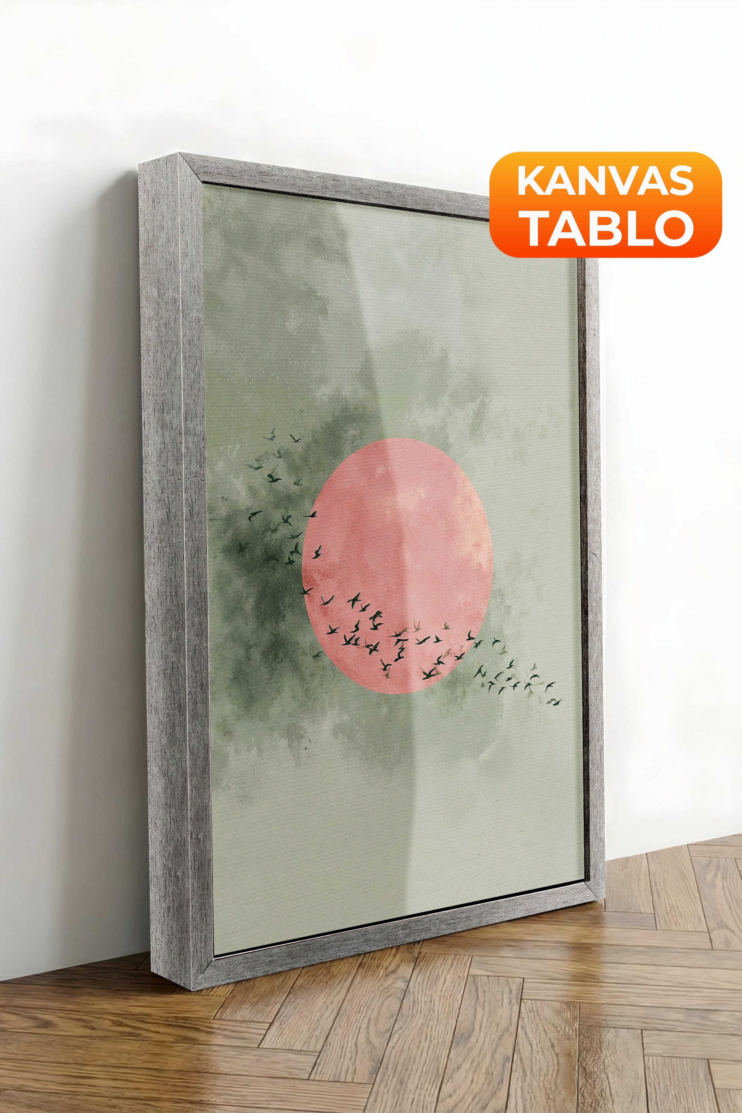 Duvar Tablosu, Lüks Gümüş Çerçeveli Kanvas Tablo, Ritüel Serisi, Kuş Tablo, NO:115236