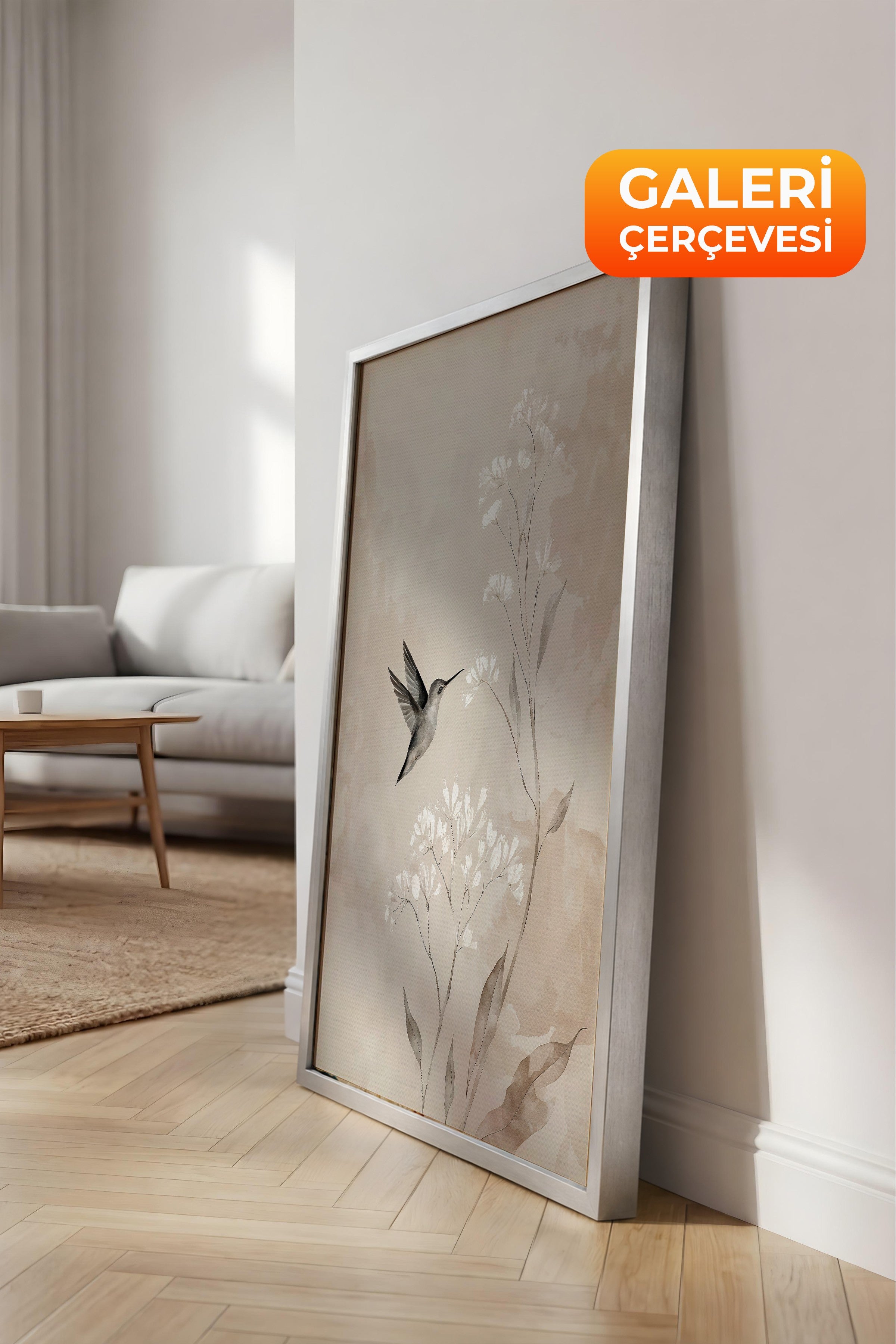 Duvar Tablosu, Lüks Gümüş Çerçeveli Kanvas Tablo, Ritüel Serisi, Kuş Tablo, NO:115239