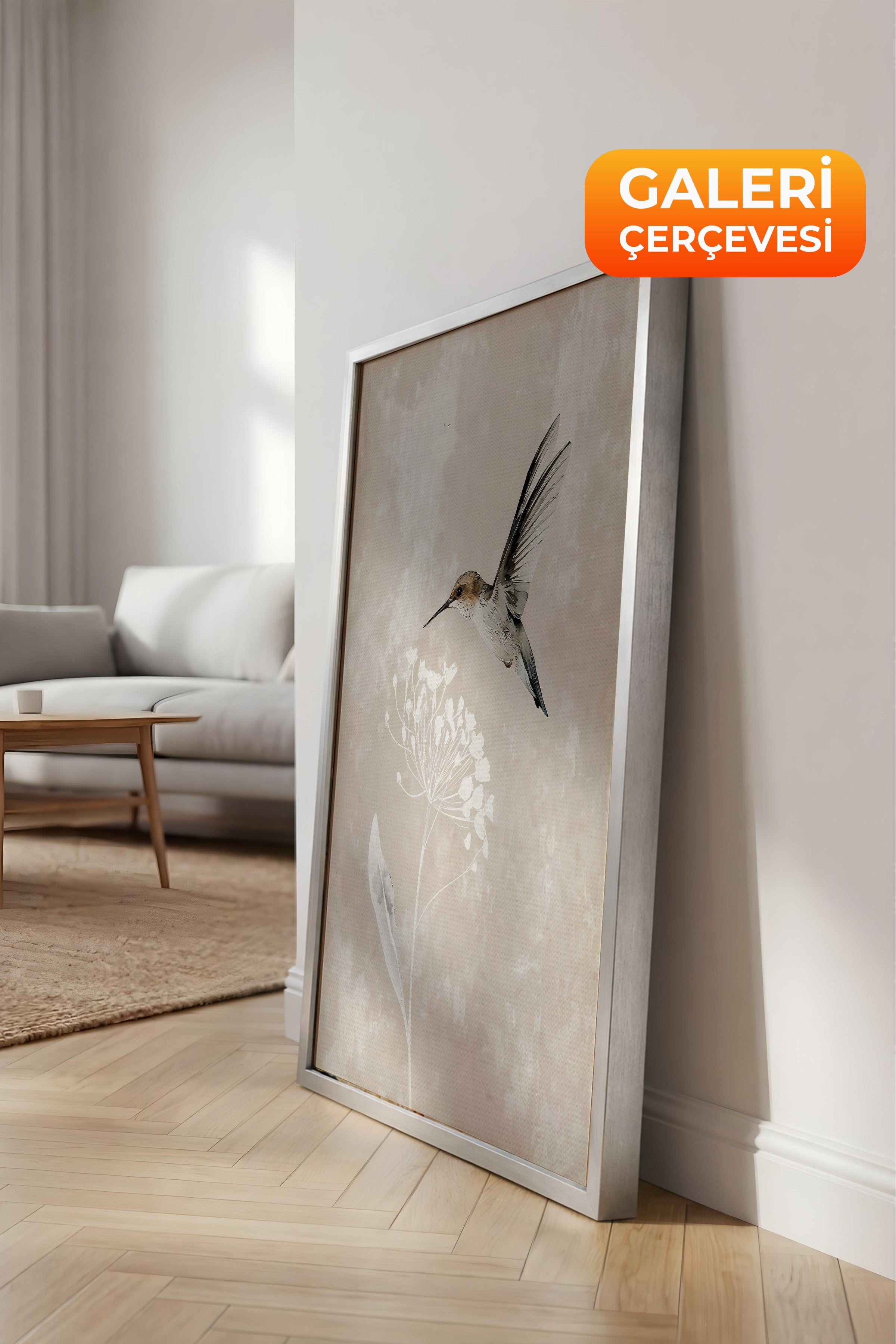 Duvar Tablosu, Lüks Gümüş Çerçeveli Kanvas Tablo, Ritüel Serisi, Kuş Tablo, NO:115241