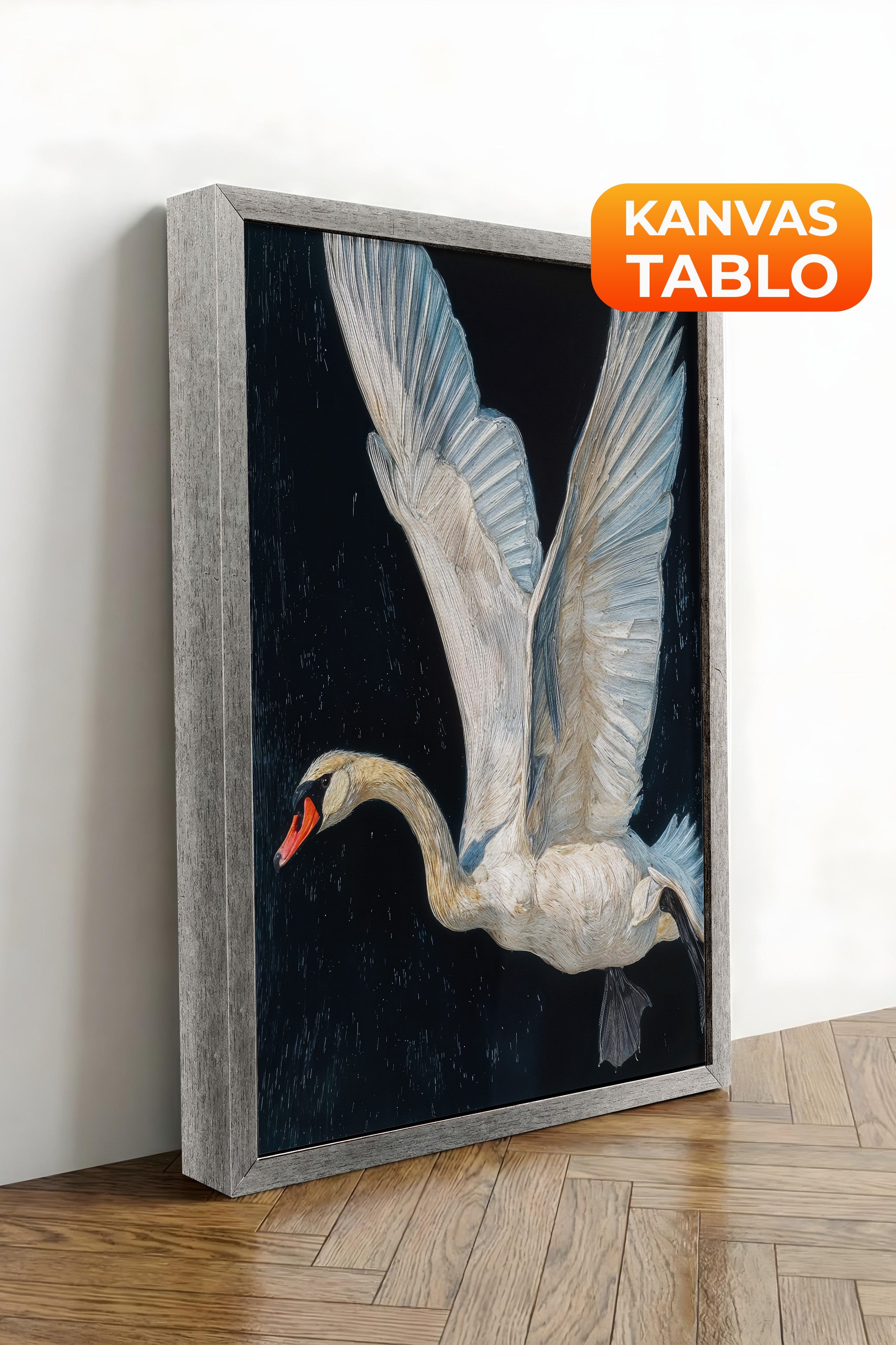 Duvar Tablosu, Lüks Gümüş Çerçeveli Kanvas Tablo, Ritüel Serisi, Kuş Tablo, NO:115243