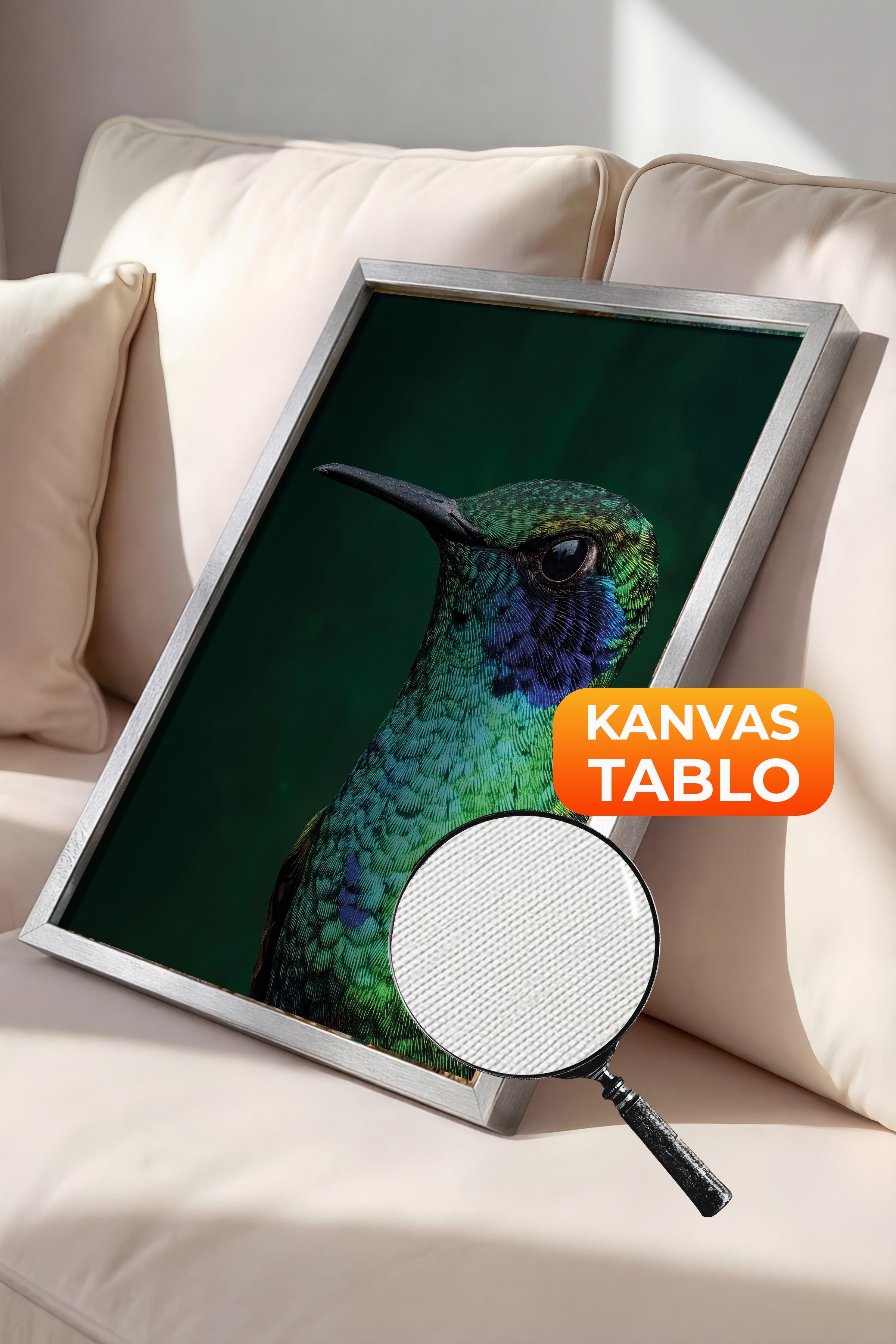 Duvar Tablosu, Lüks Gümüş Çerçeveli Kanvas Tablo, Ritüel Serisi, Kuş Tablo, NO:115245