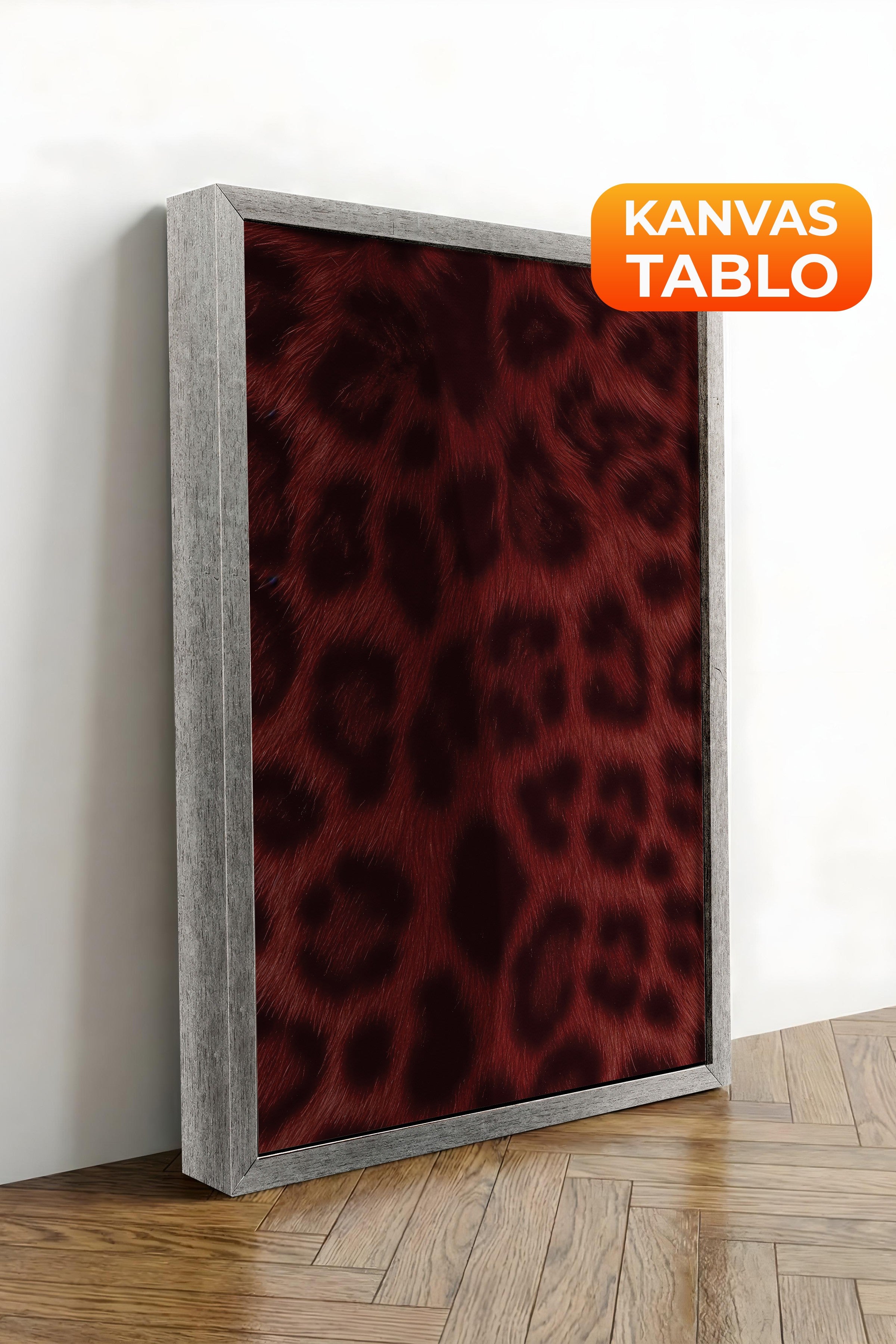 Duvar Tablosu, Lüks Gümüş Çerçeveli Kanvas Tablo, Ritüel Serisi, Leopar Tablo, NO:115237