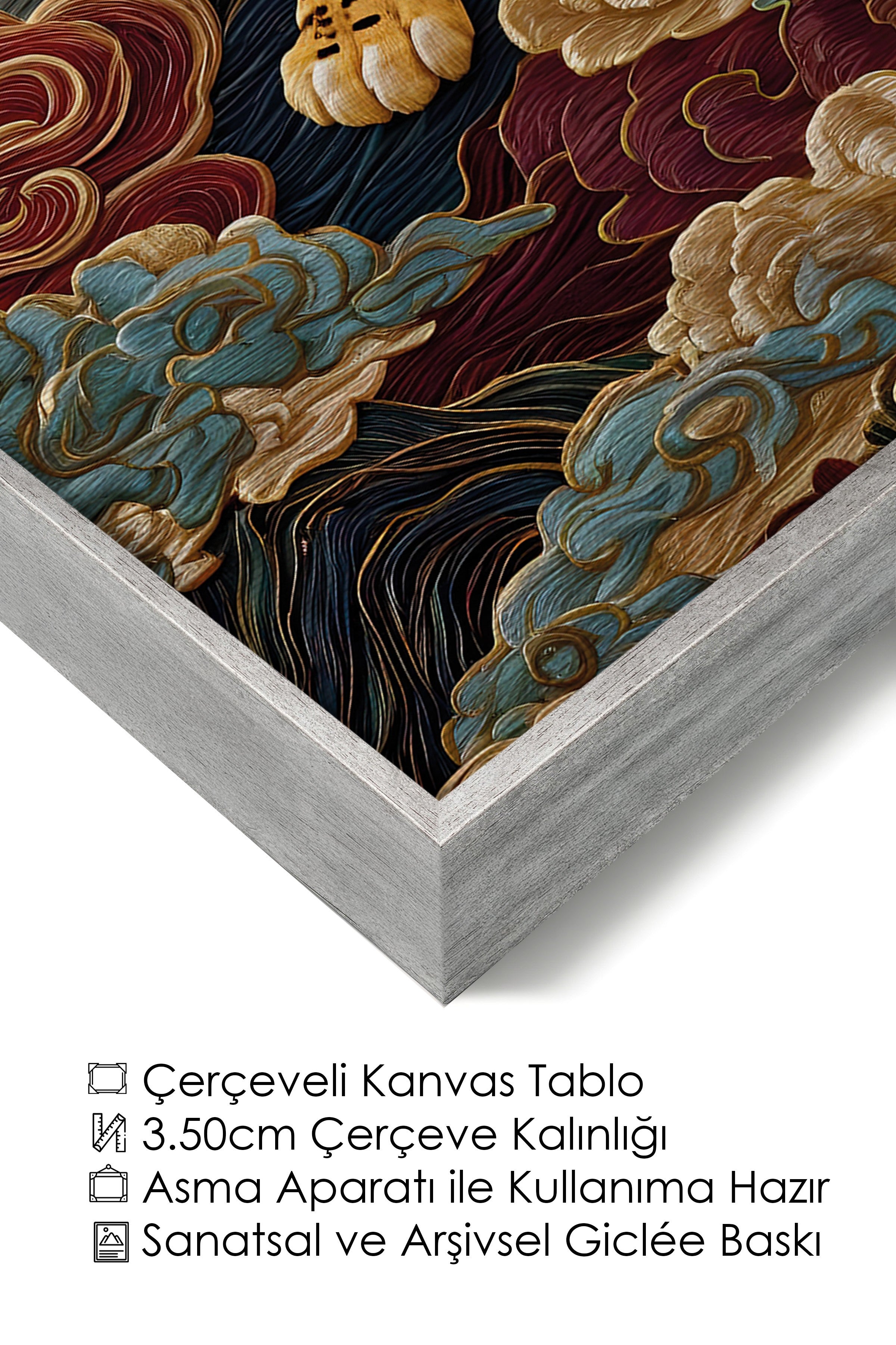 Duvar Tablosu, Lüks Gümüş Çerçeveli Kanvas Tablo, Ritüel Serisi, Leopar Tablo, NO:115247