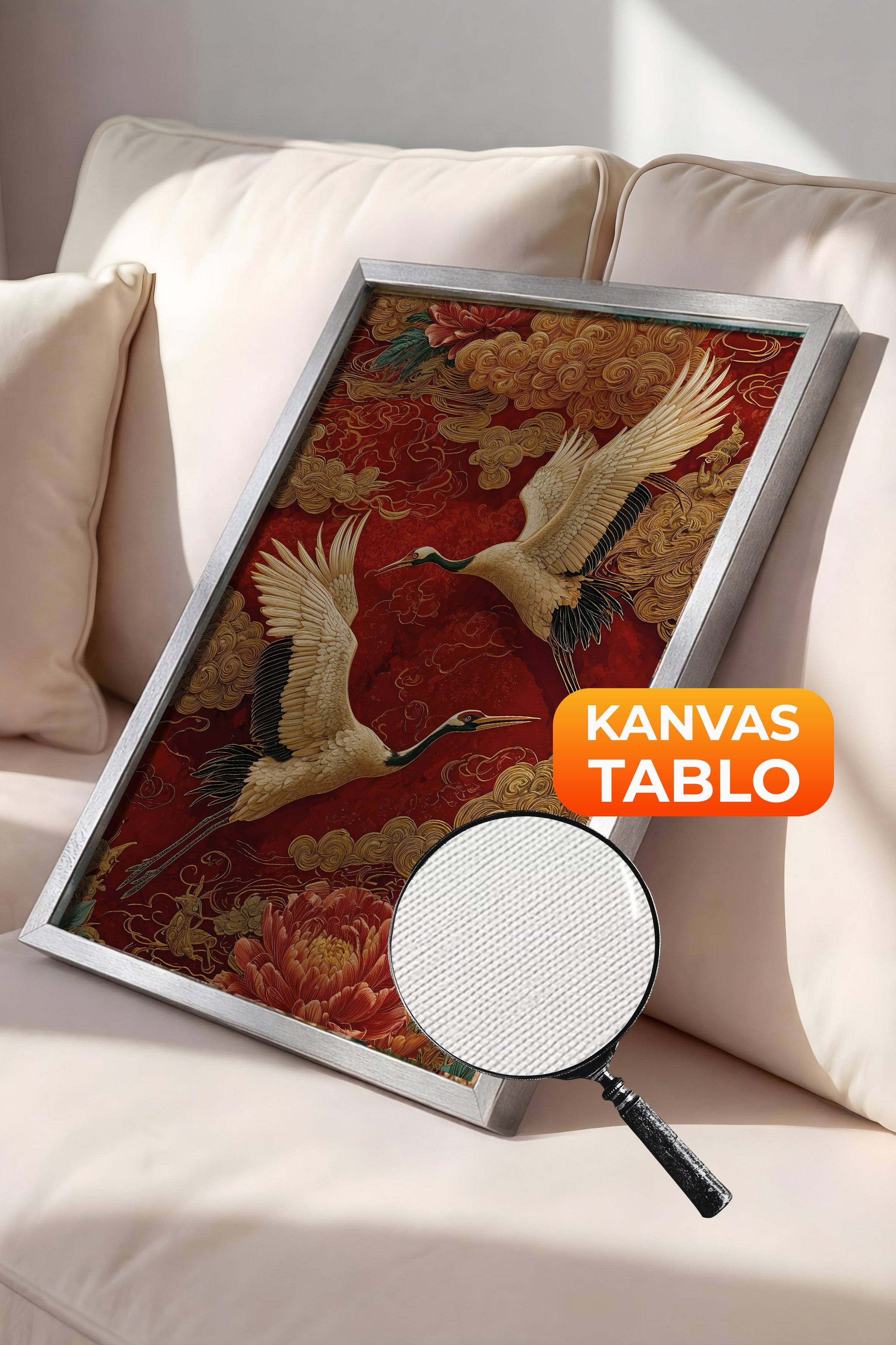 Duvar Tablosu, Lüks Gümüş Çerçeveli Kanvas Tablo, Ritüel Serisi, Leopar Tablo, NO:115252