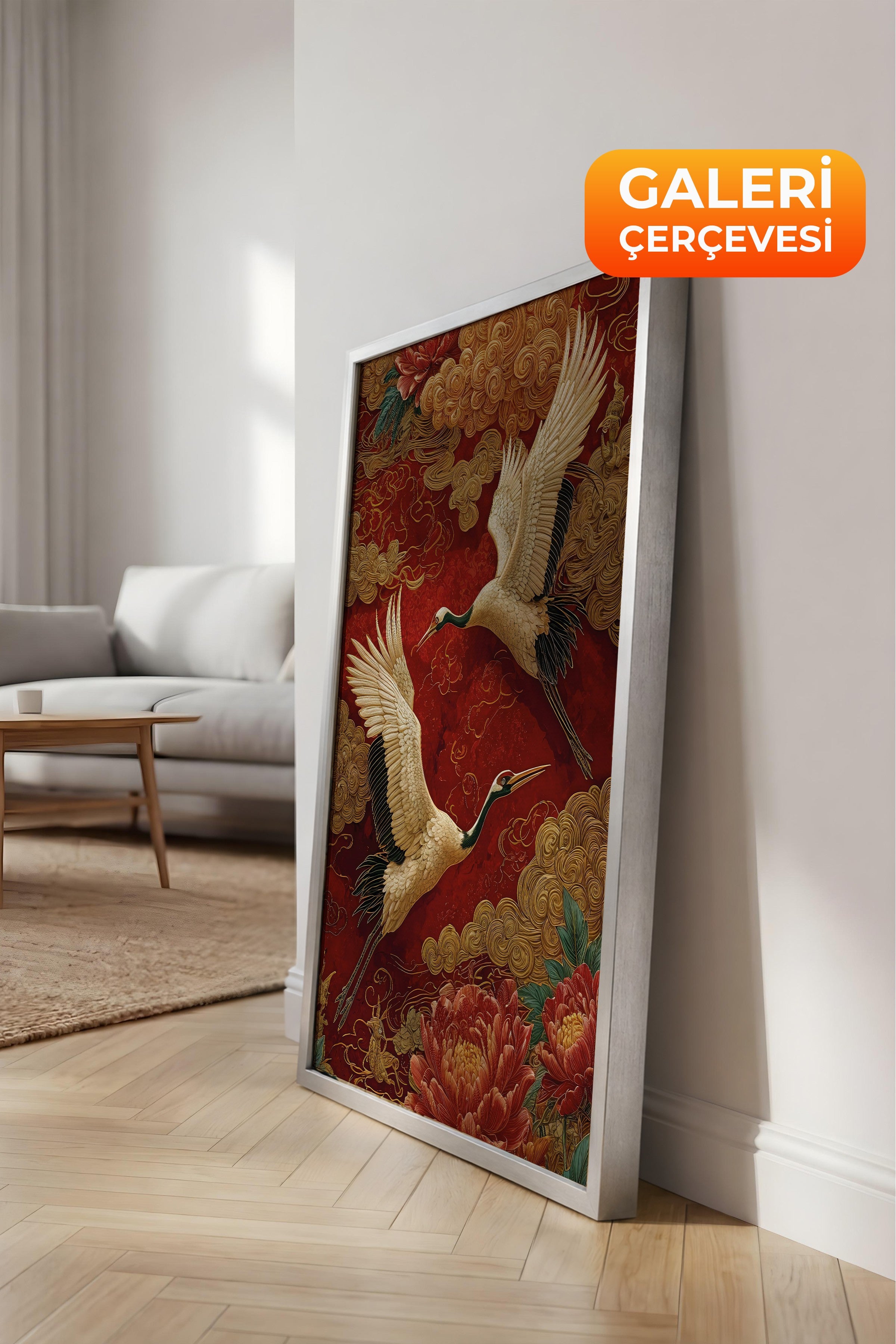 Duvar Tablosu, Lüks Gümüş Çerçeveli Kanvas Tablo, Ritüel Serisi, Leopar Tablo, NO:115252