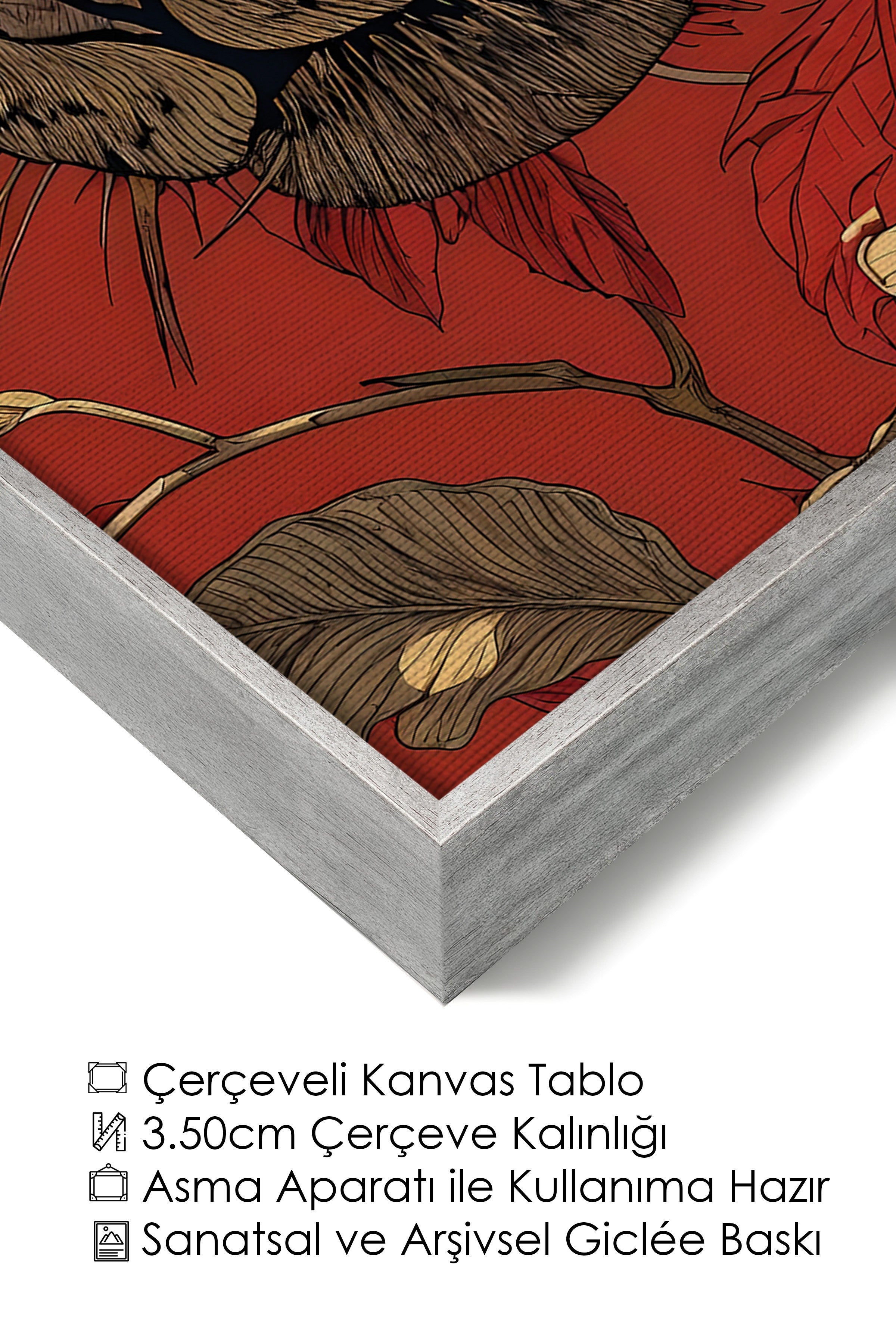 Duvar Tablosu, Lüks Gümüş Çerçeveli Kanvas Tablo, Ritüel Serisi, Leopar Tablo, NO:115273