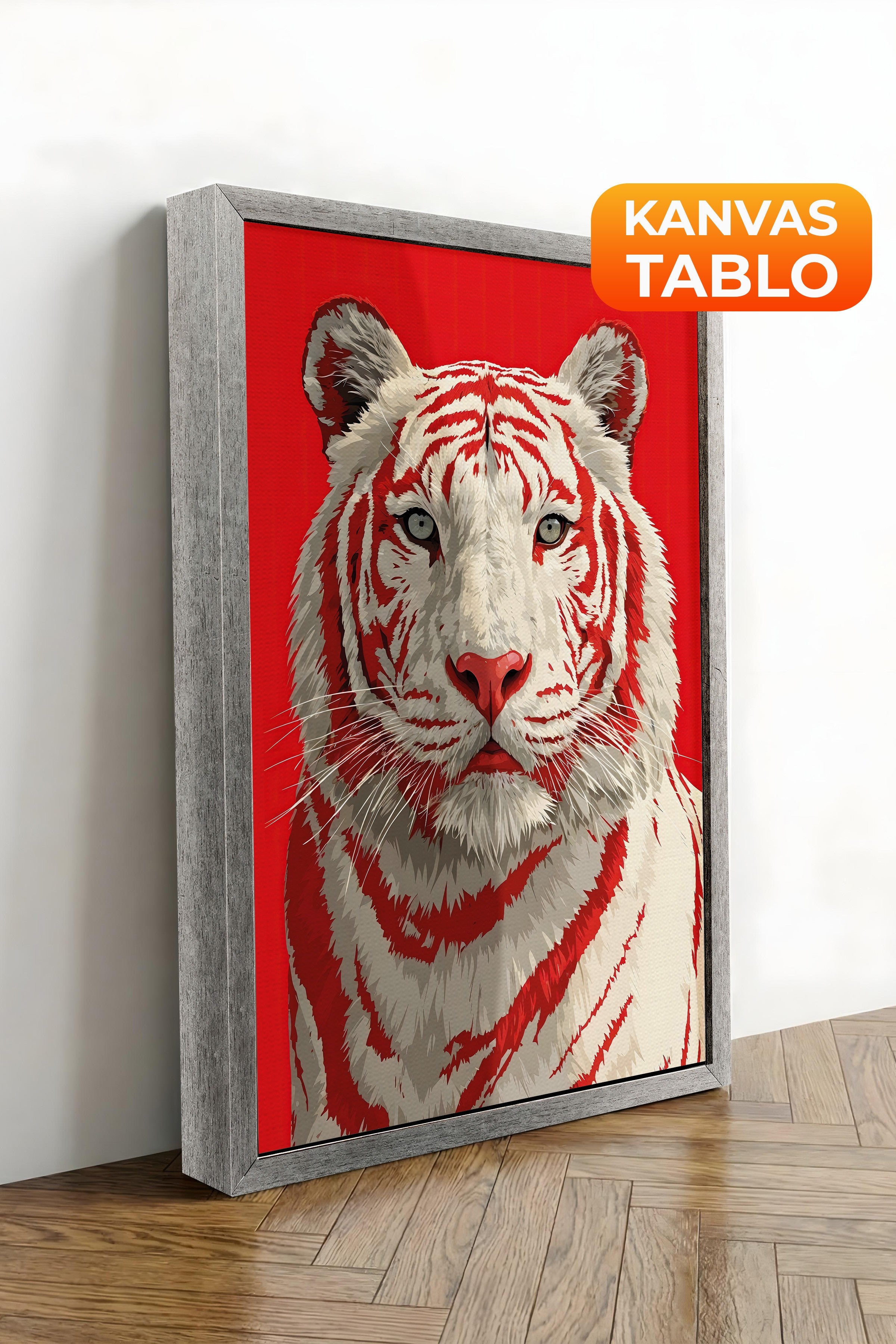 Duvar Tablosu, Lüks Gümüş Çerçeveli Kanvas Tablo, Ritüel Serisi, Leopar Tablo, NO:115275